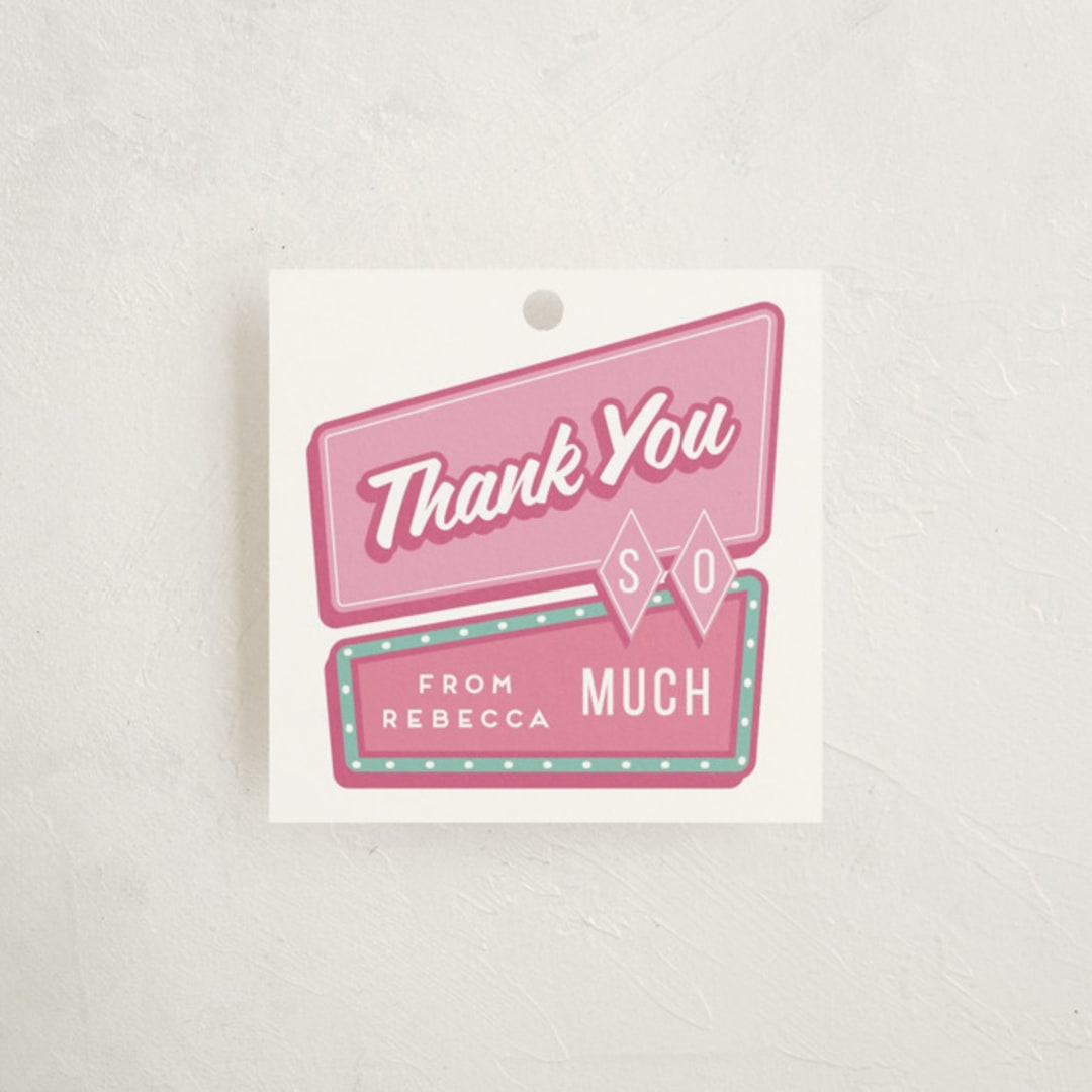"Las Vegas" - Children's Birthday Party Favor Tags in Cotton Candy by Claudia Orengo - Front