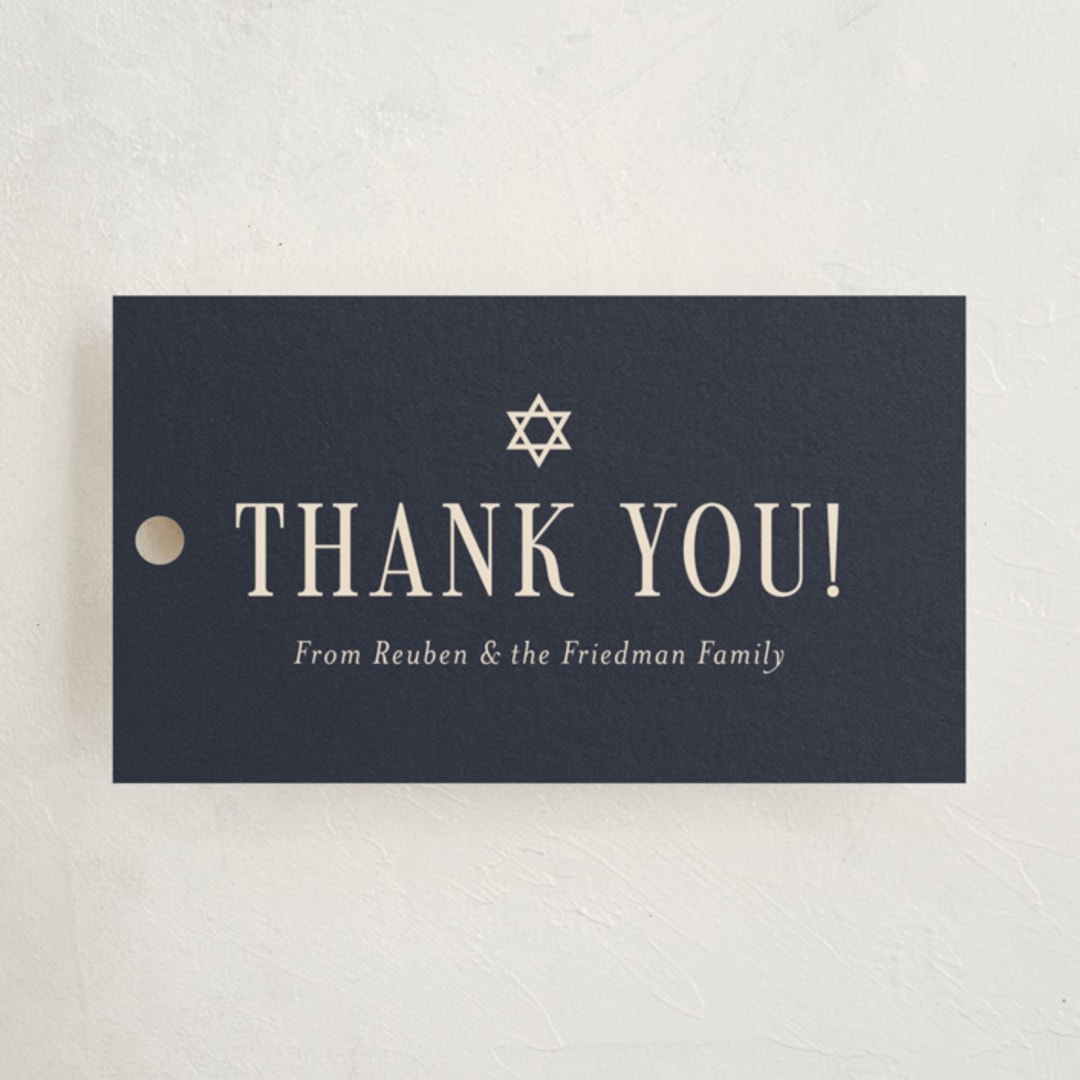 "Broche" - Children's Birthday Party Favor Tags in Midnight by Meagan Christensen - Front