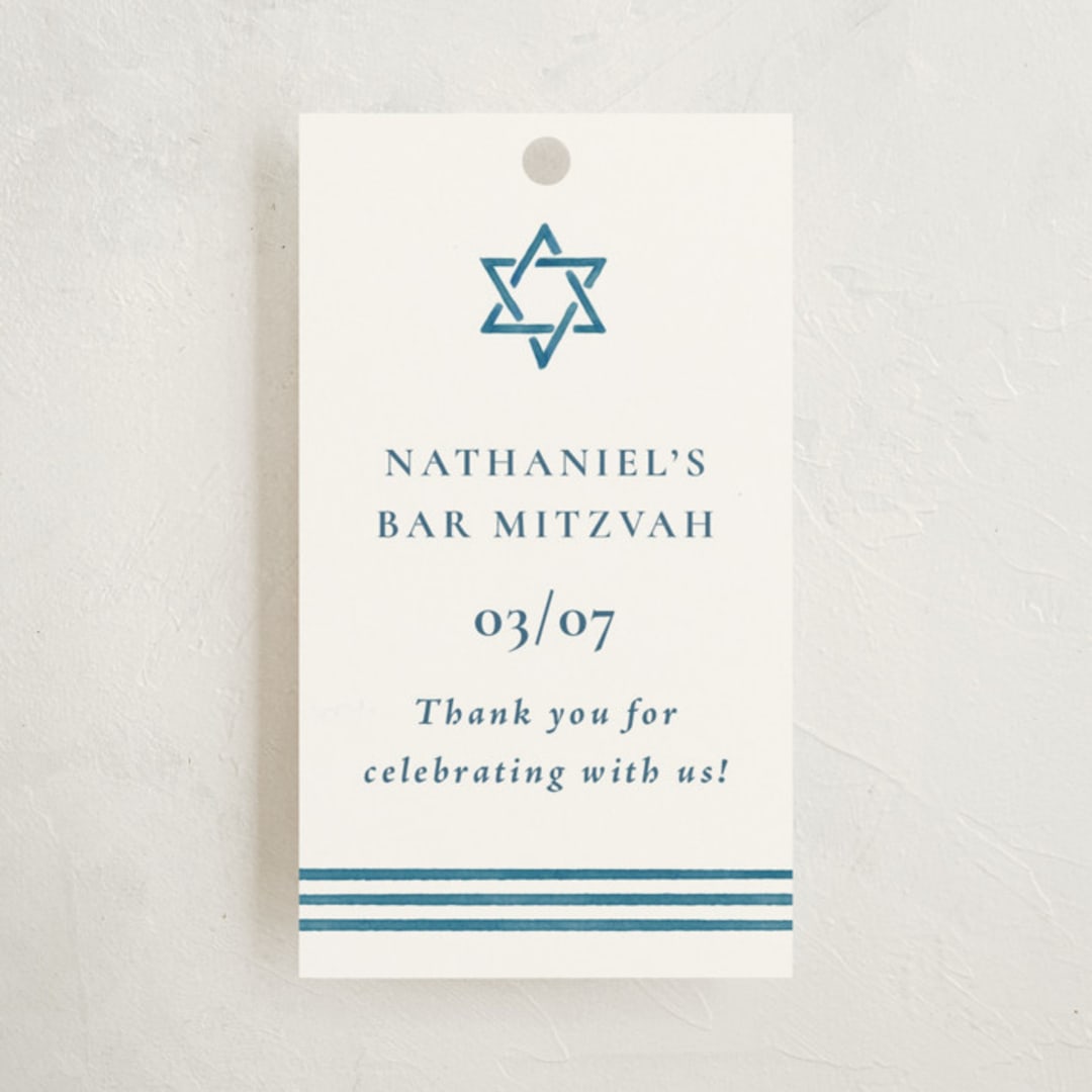 "Painted Star" - Children's Birthday Party Favor Tags in Lake by Olivia Raufman - Front