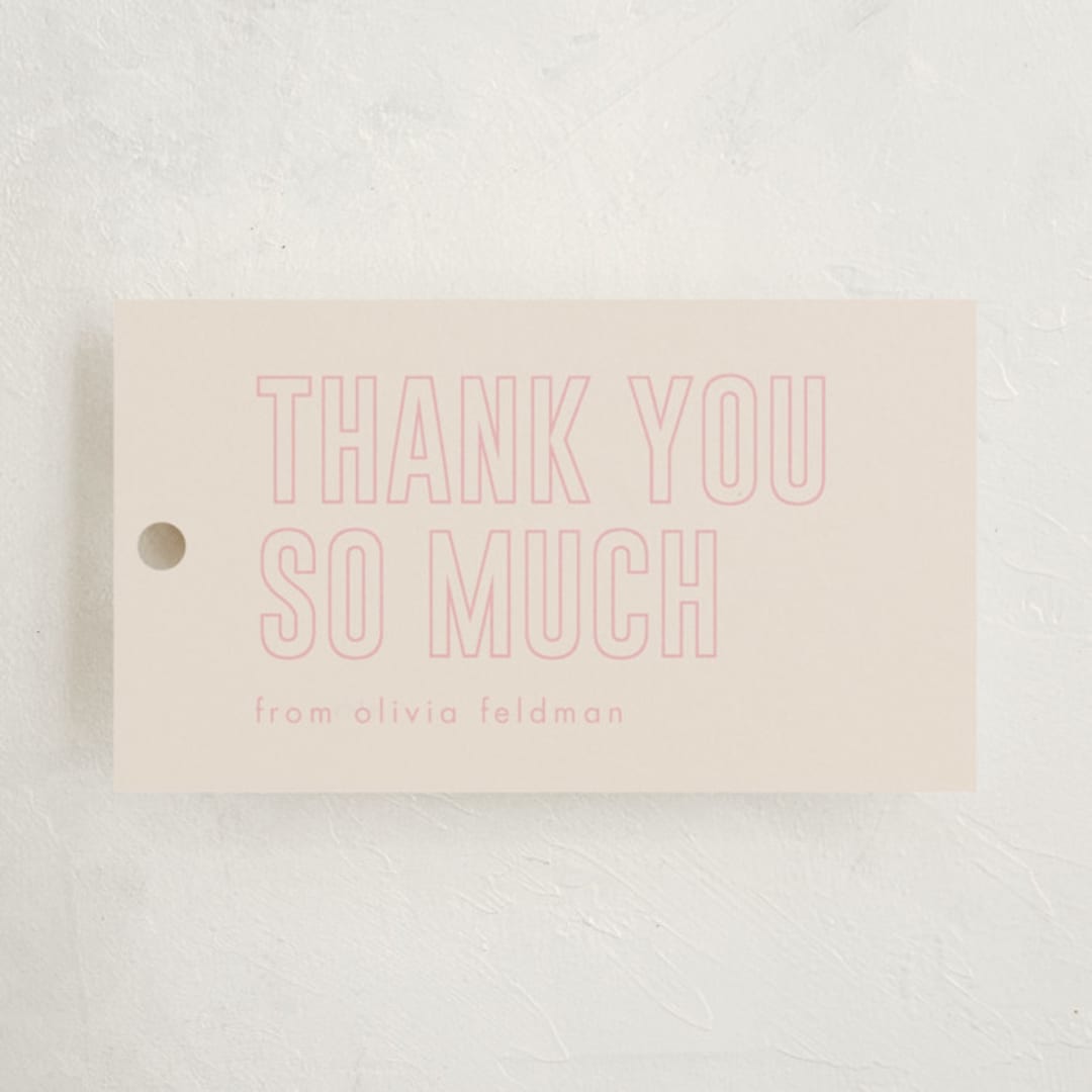 "Bold Name" - Children's Birthday Party Favor Tags in Peony by Ilene Guy - Front