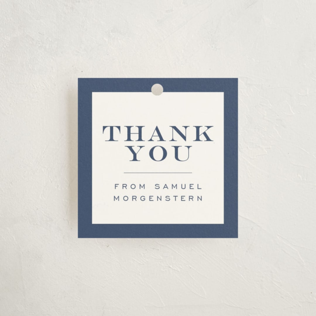 "Square Frame" - Children's Birthday Party Favor Tags in Navy by Jenna Holcomb - Front