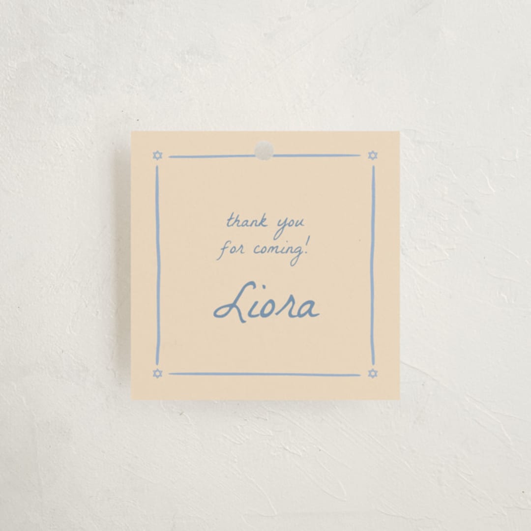 "Framed Star of David" - Children's Birthday Party Favor Tags in Sky by Stephanie Heinrich Godbout - Front