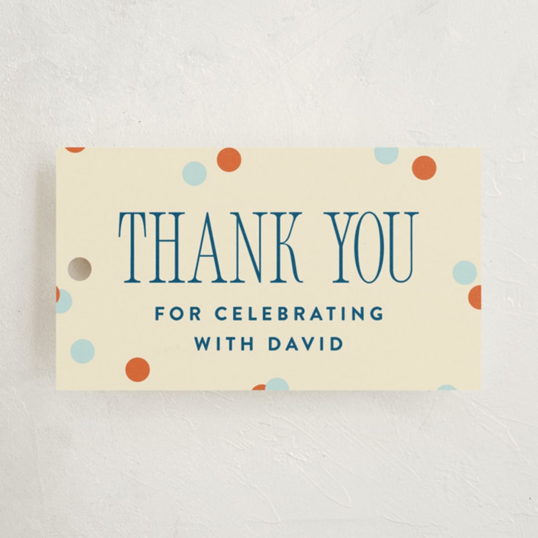 "Big Invite" - Children's Birthday Party Favor Tags in Pepper by Robert and Stella - Front