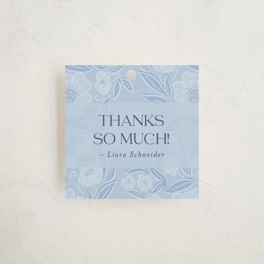 "Blooming Mitzvah" - Children's Birthday Party Favor Tags in Sky by Simona Camp - Front