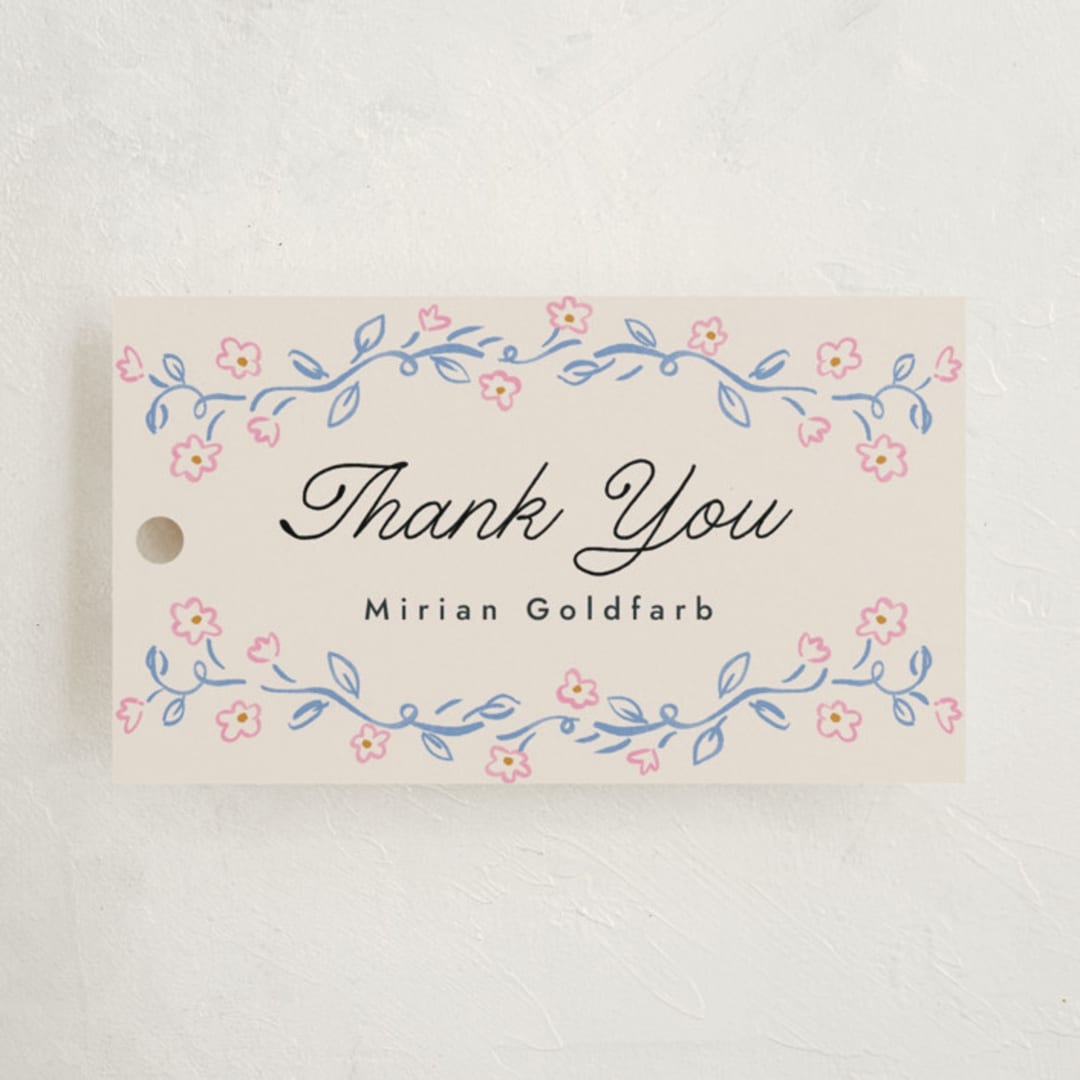 "Disco flower" - Children's Birthday Party Favor Tags in Peony by Pati Cascino - Front