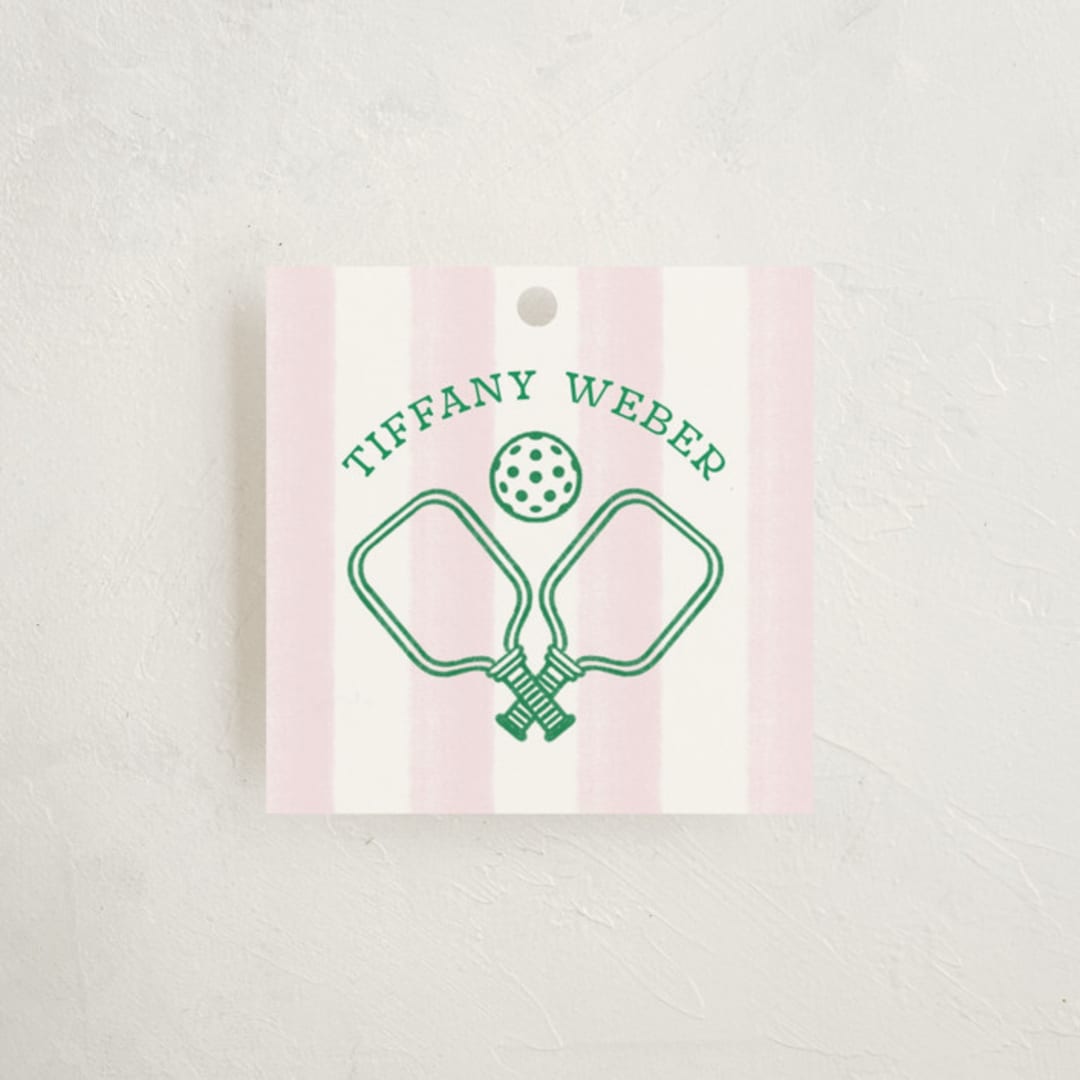 "Hit the Court" - Children's Birthday Party Favor Tags in Petal by Kiersten Garner - Front