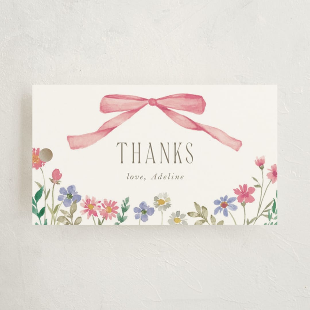 "Bow garden" - Children's Birthday Party Favor Tags in Coral by Yaling Hou Suzuki - Front