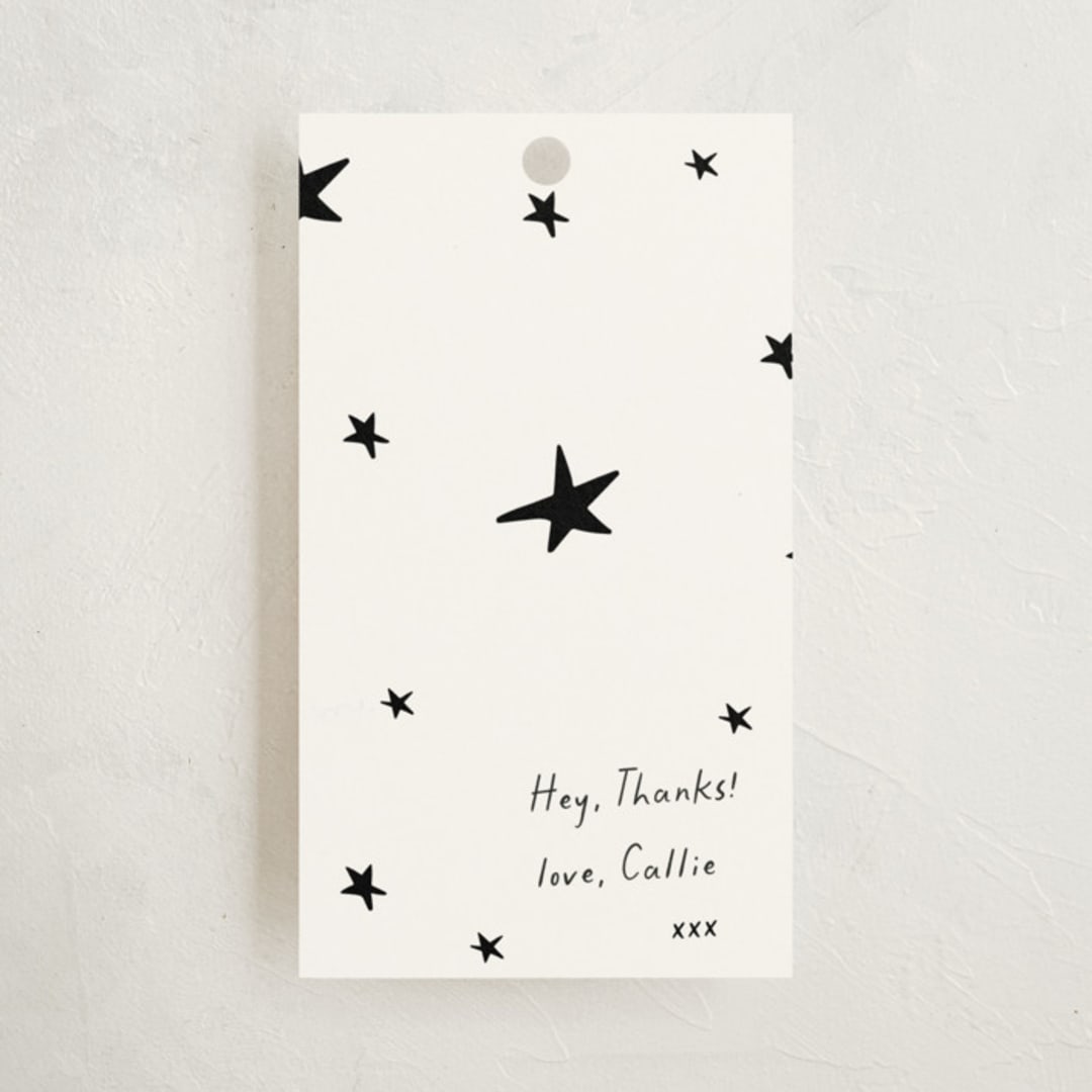 "Scrapbook" - Children's Birthday Party Favor Tags in Ink by Blustery August - Front
