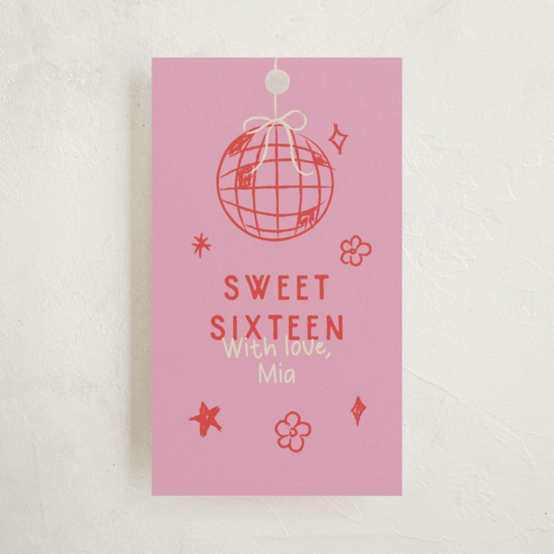 "Dancing Queen" - Children's Birthday Party Favor Tags in Pretty in Pink by Helena Vitto - Front