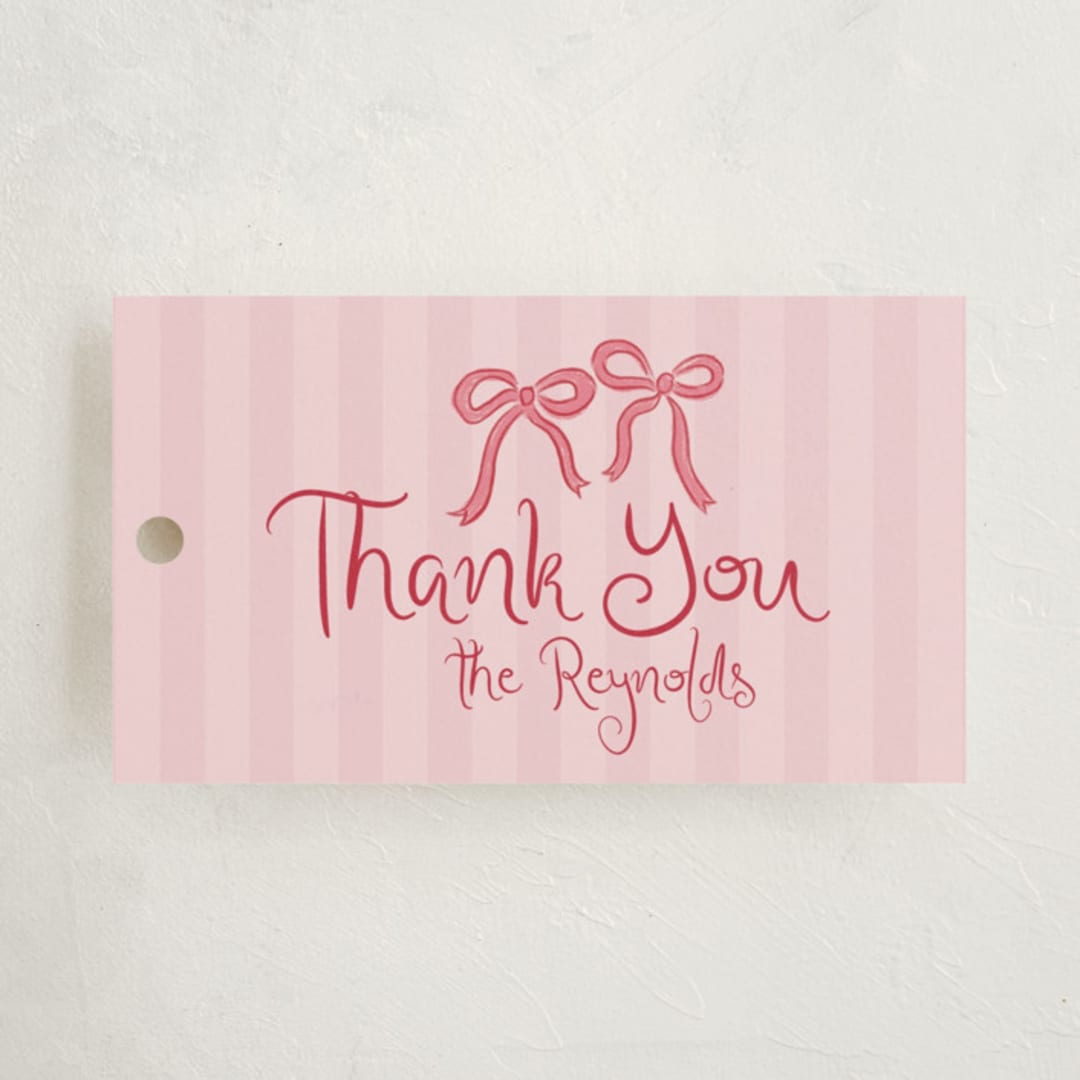 "Sixteen Bow Candles" - Children's Birthday Party Favor Tags in Cherry by Tamara Hilje - Front