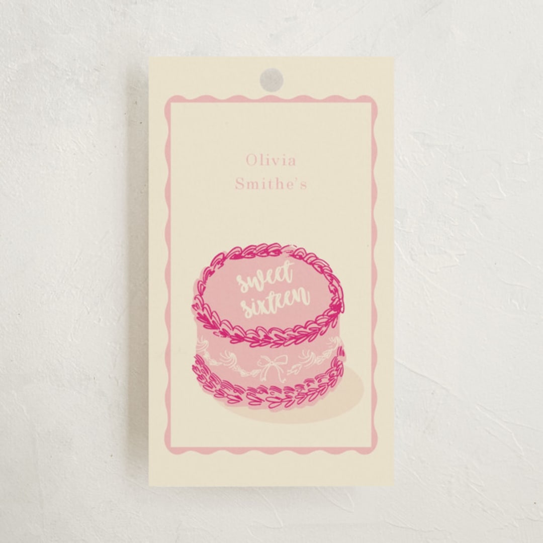 "Lambeth Cake" - Children's Birthday Party Favor Tags in Cotton Candy by Baumbirdy - Front