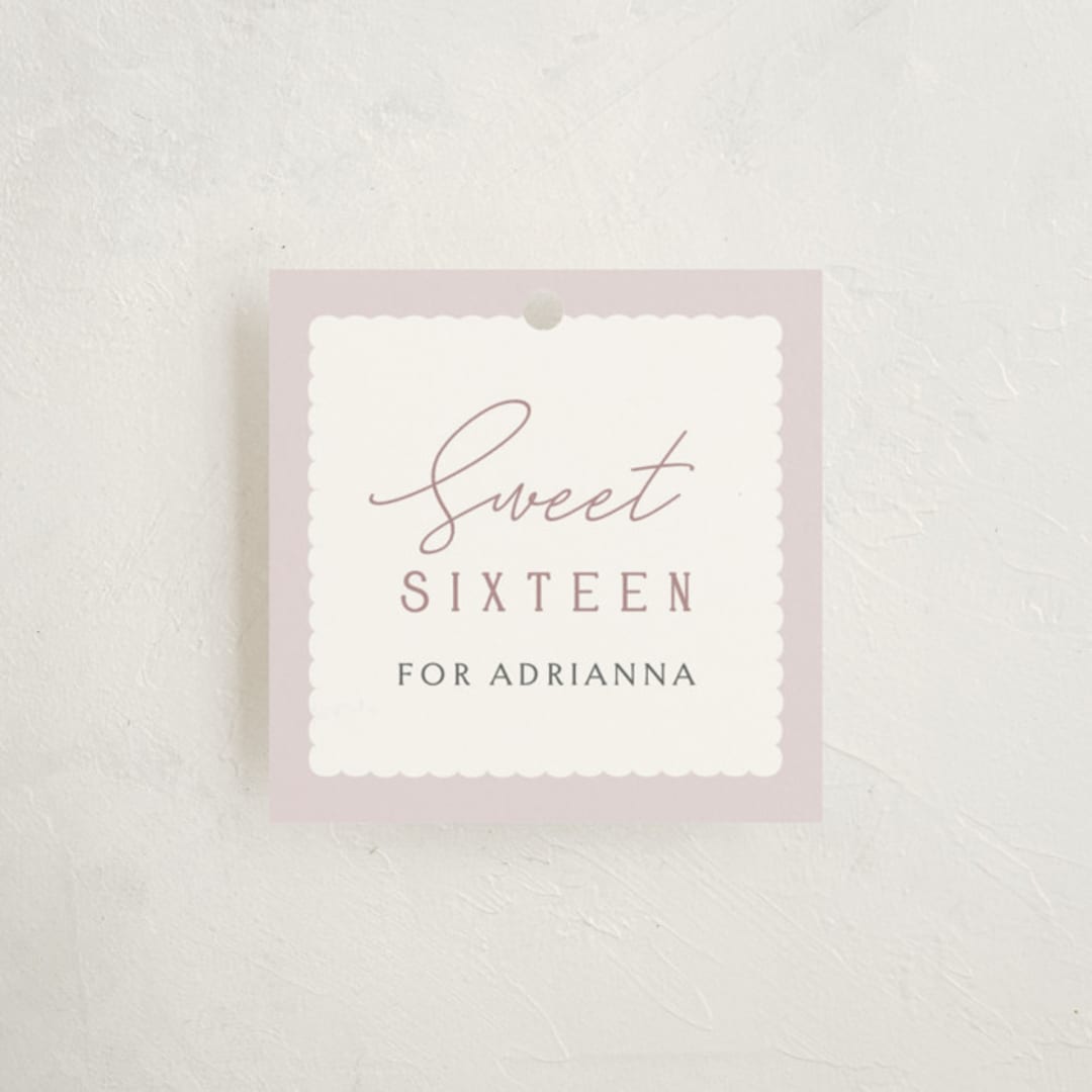 "Sweet Frame" - Children's Birthday Party Favor Tags in Lilac by Angela Thompson - Front