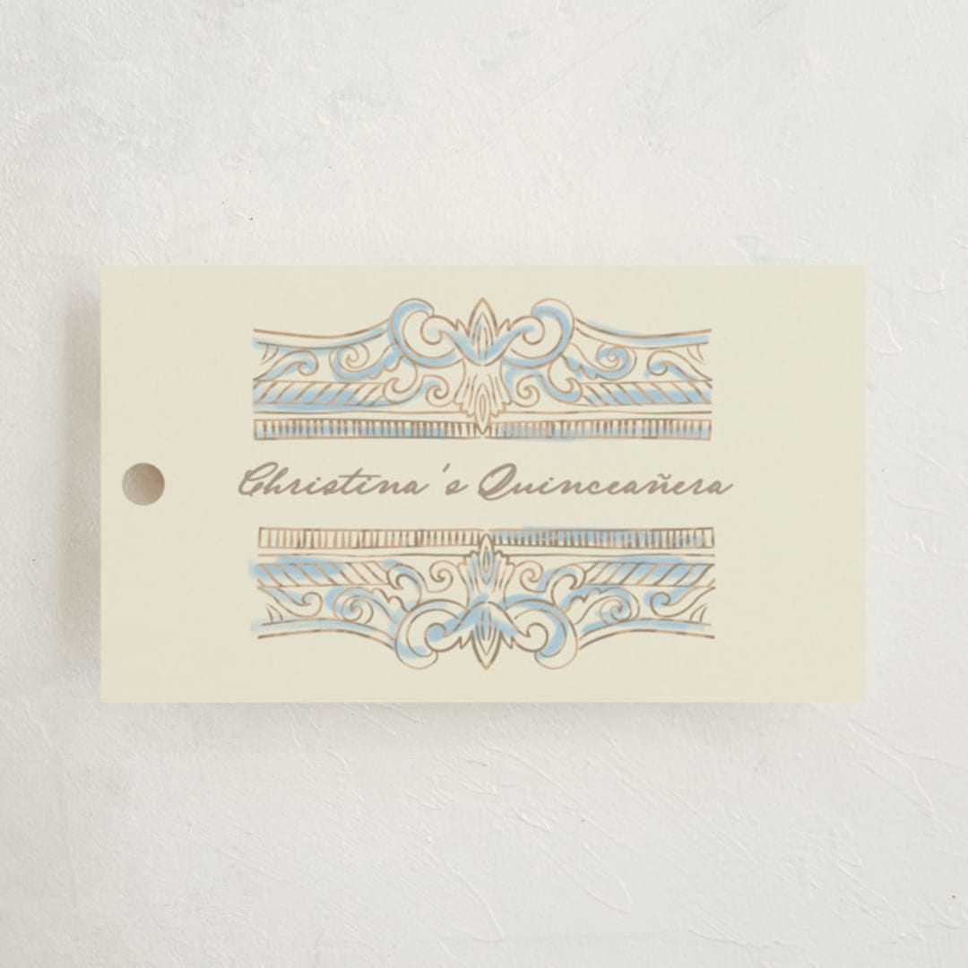 "Regency frame" - Children's Birthday Party Favor Tags in Denim by Creo Study - Front