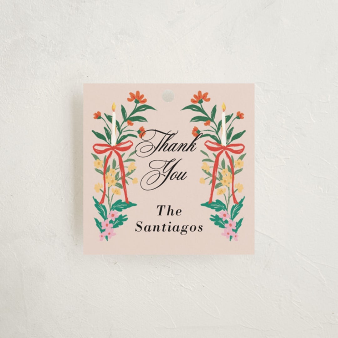 "Blooming Tiara" - Children's Birthday Party Favor Tags in Peony by Elly - Front