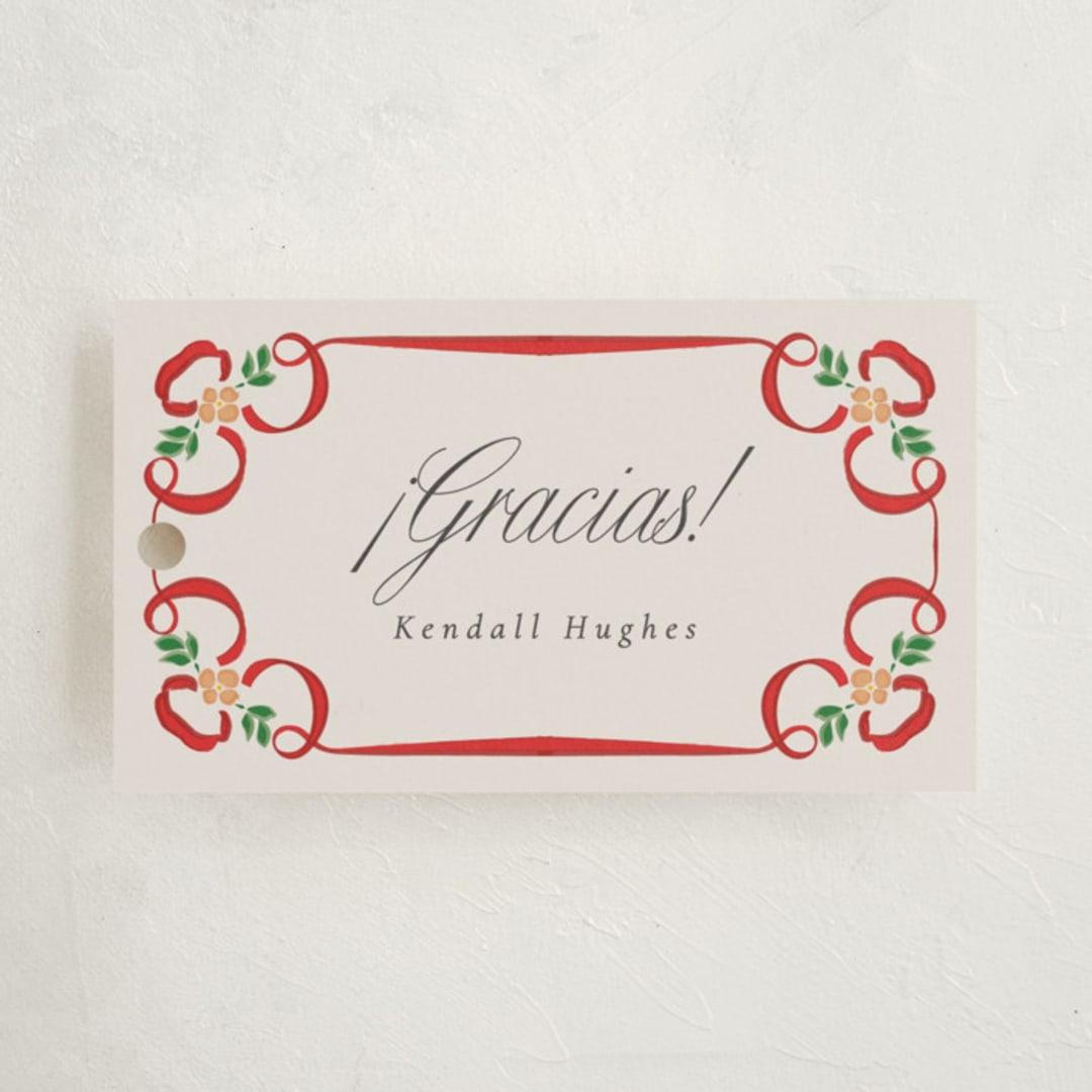 "Folklore Bloom" - Children's Birthday Party Favor Tags in Cherry by Ana de Sousa - Front