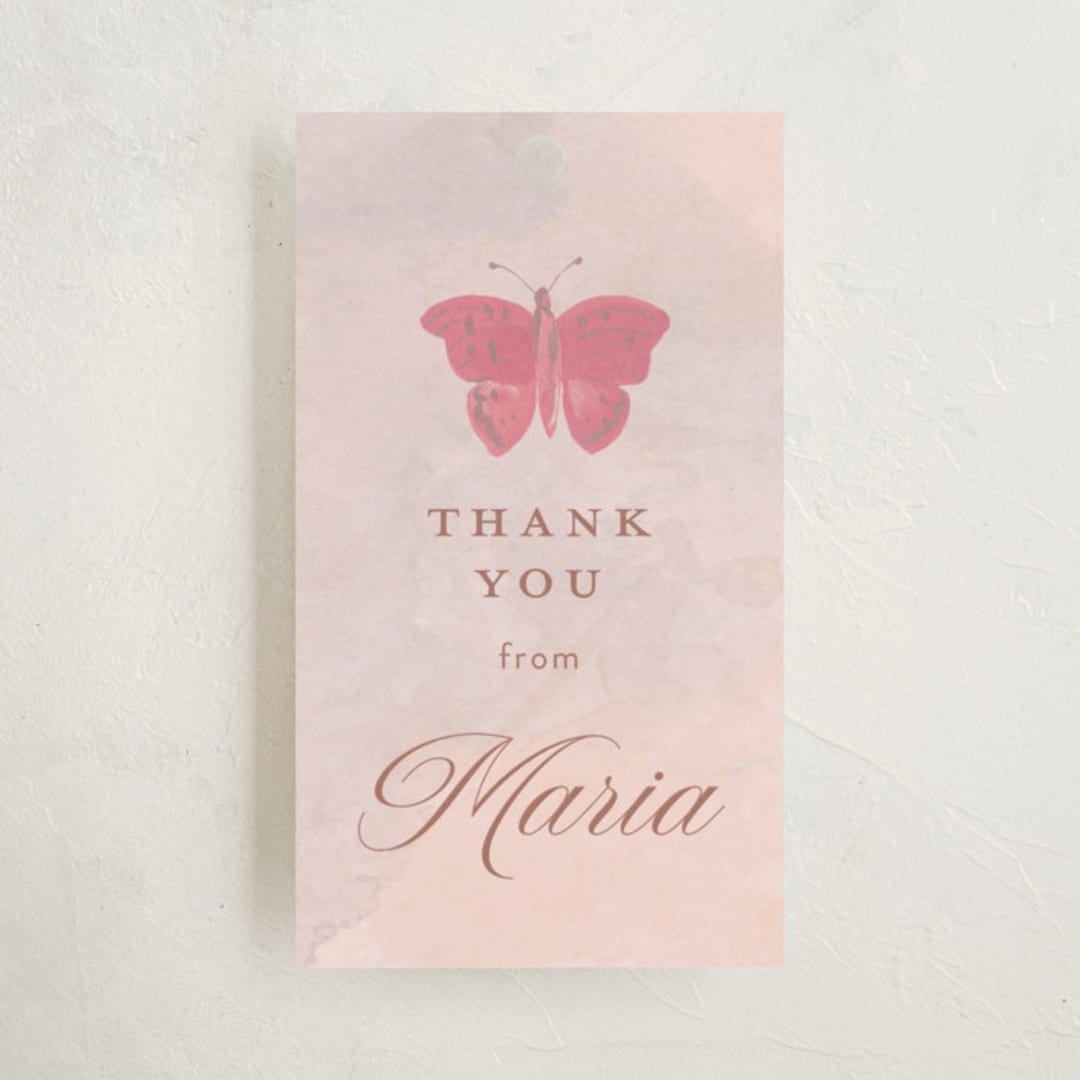 "Dreamy Butterflies" - Children's Birthday Party Favor Tags in Petal by Teju Reval - Front