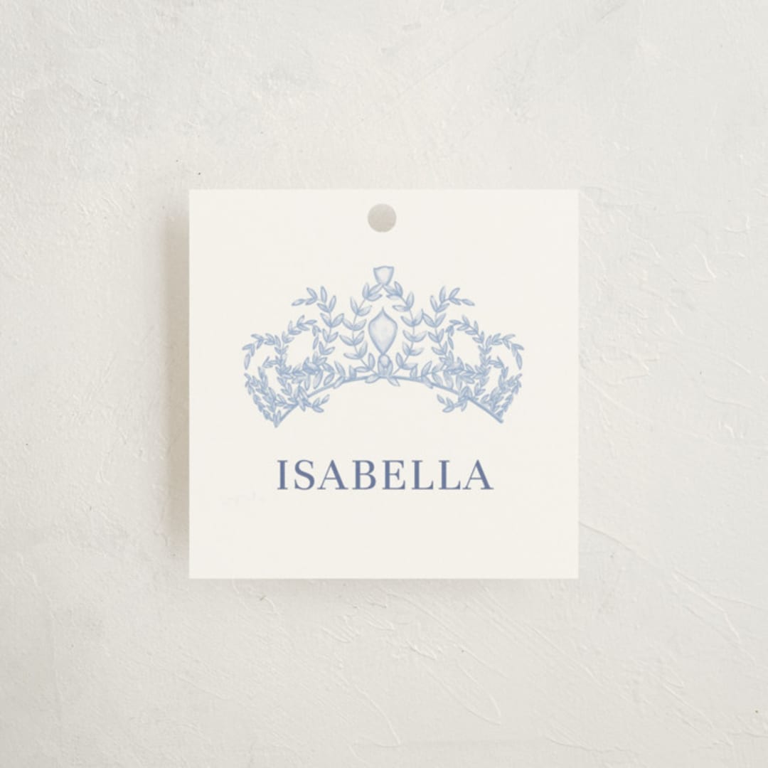 "Crowned" - Children's Birthday Party Favor Tags in Sky by Lissabeth Anglin - Front
