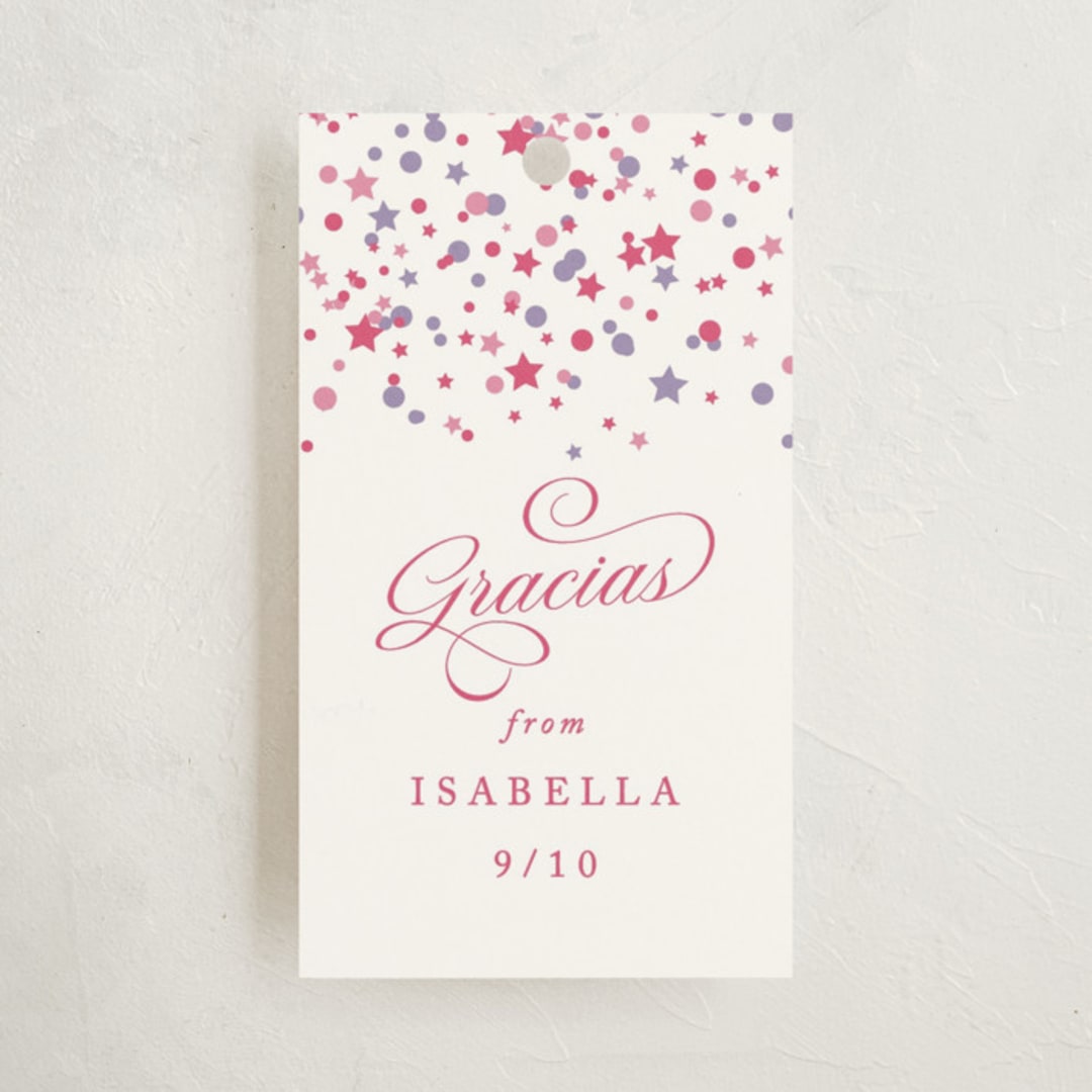 "Confetti Sparkle" - Children's Birthday Party Favor Tags in Berry by Olivia Raufman - Front