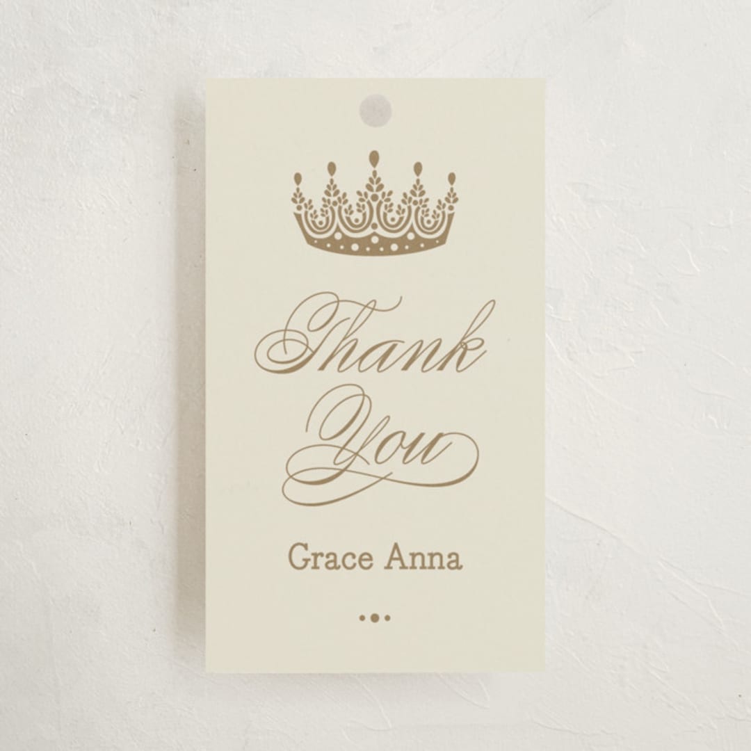 "Belle of the Ball" - Children's Birthday Party Favor Tags in Caramel by Yolanda Mariak Chendak - Front