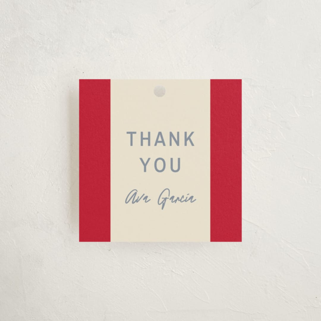 "Ribbon Stripes" - Children's Birthday Party Favor Tags in Cherry by Ani Somi - Front