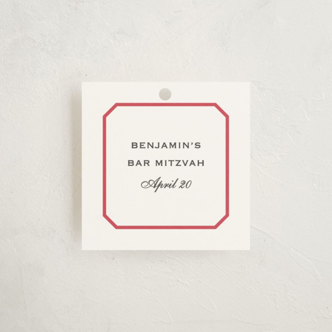 "Danbury" - Children's Birthday Party Favor Tags in Scarlet by Megan Davis - Front
