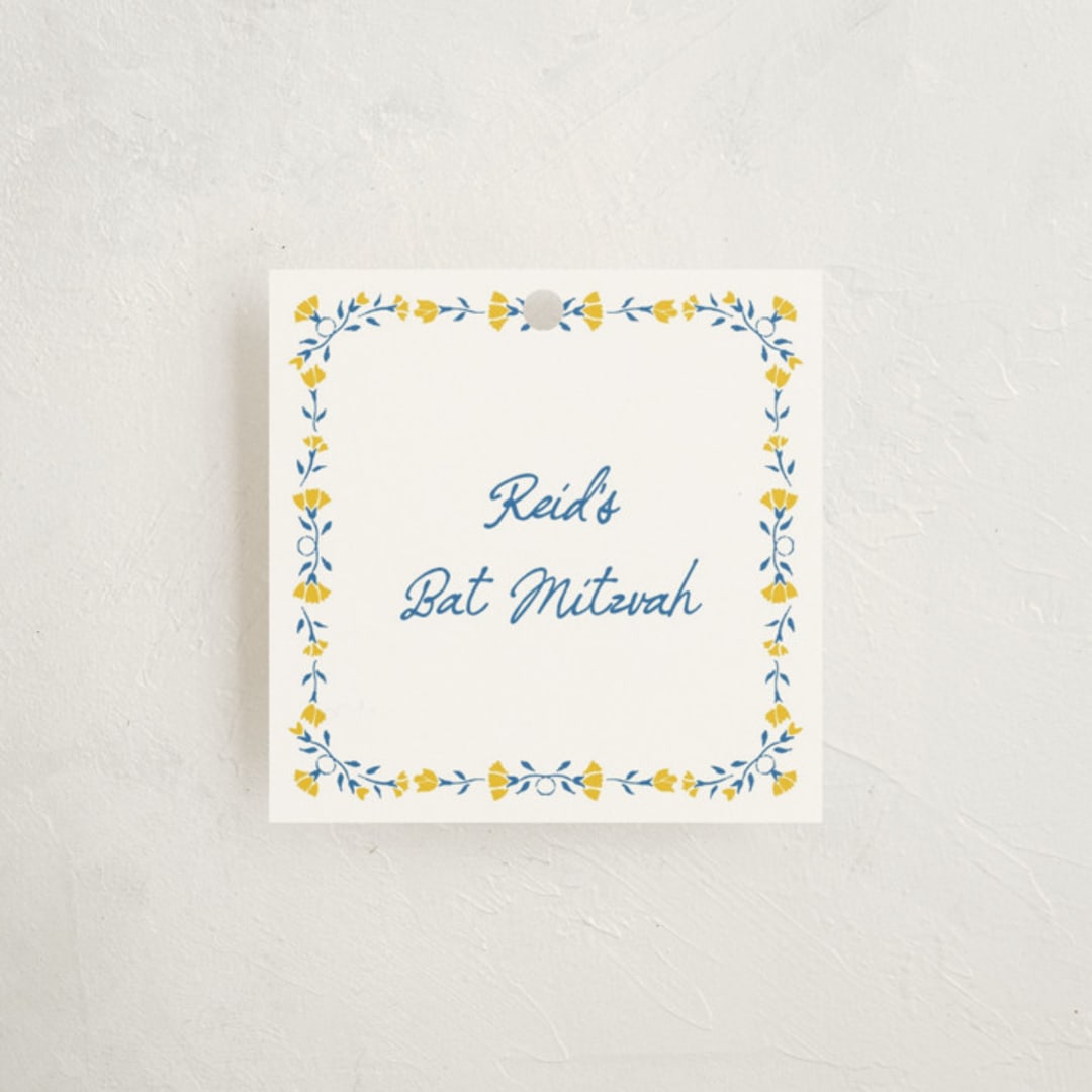 "Talavera" - Children's Birthday Party Favor Tags in Sapphire by Tamara Hilje - Front