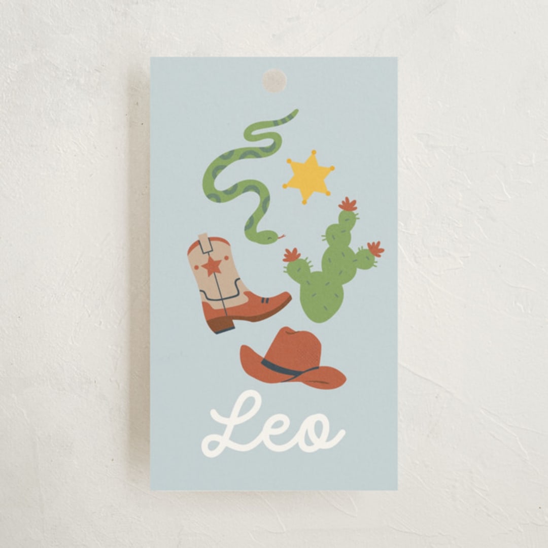 "my friendly rodeo" - Children's Birthday Party Favor Tags in Sky by peetie design - Front