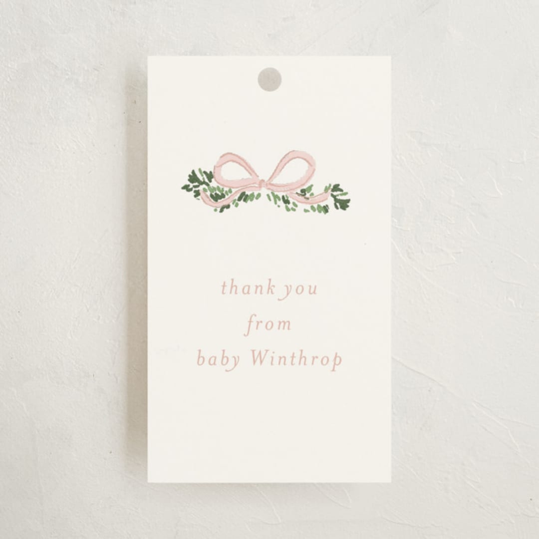 "Ribbonly Frame" - Children's Birthday Party Favor Tags in Blush by Itsy Belle Studio - Front