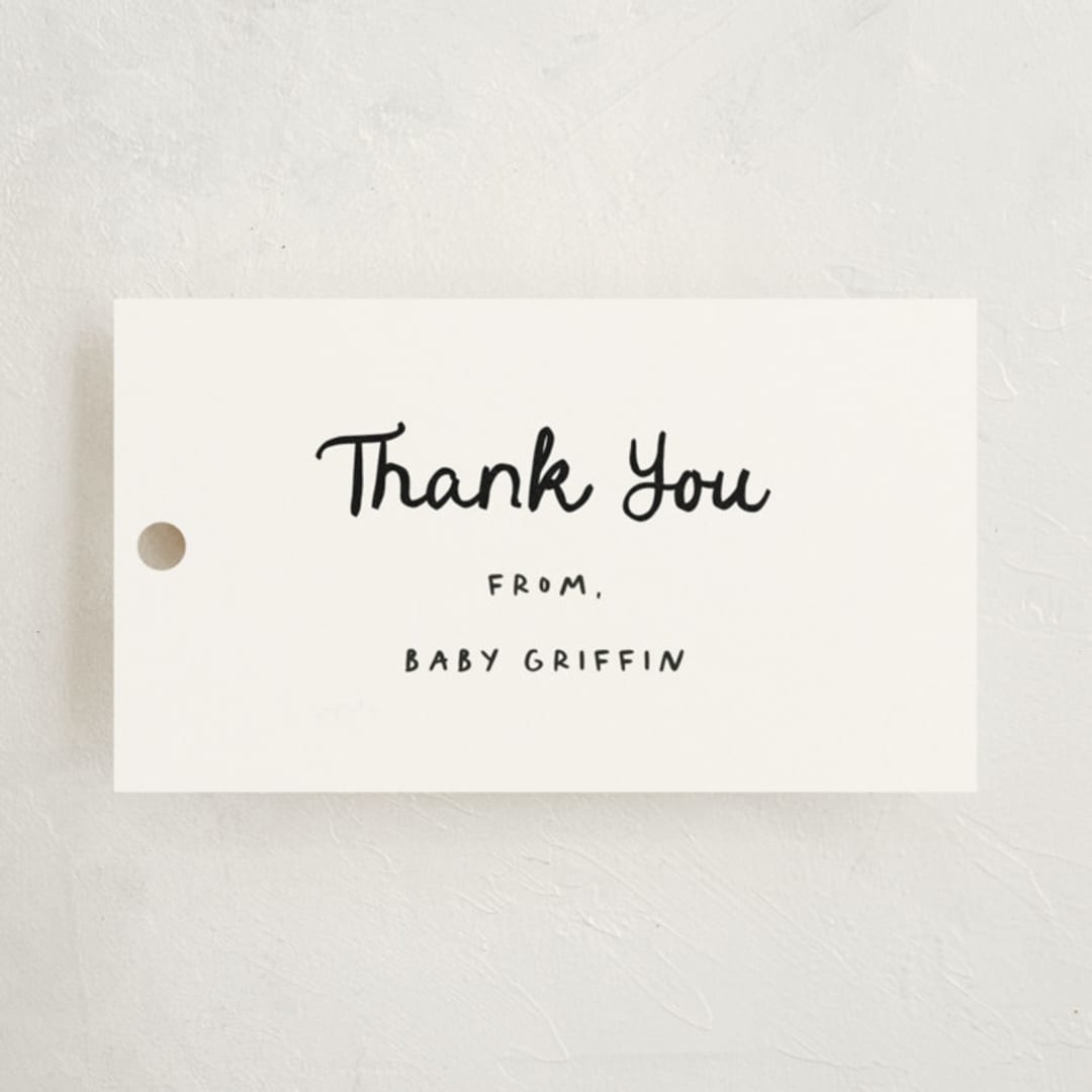 "Cursive" - Children's Birthday Party Favor Tags in Snow by AK Graphics - Front