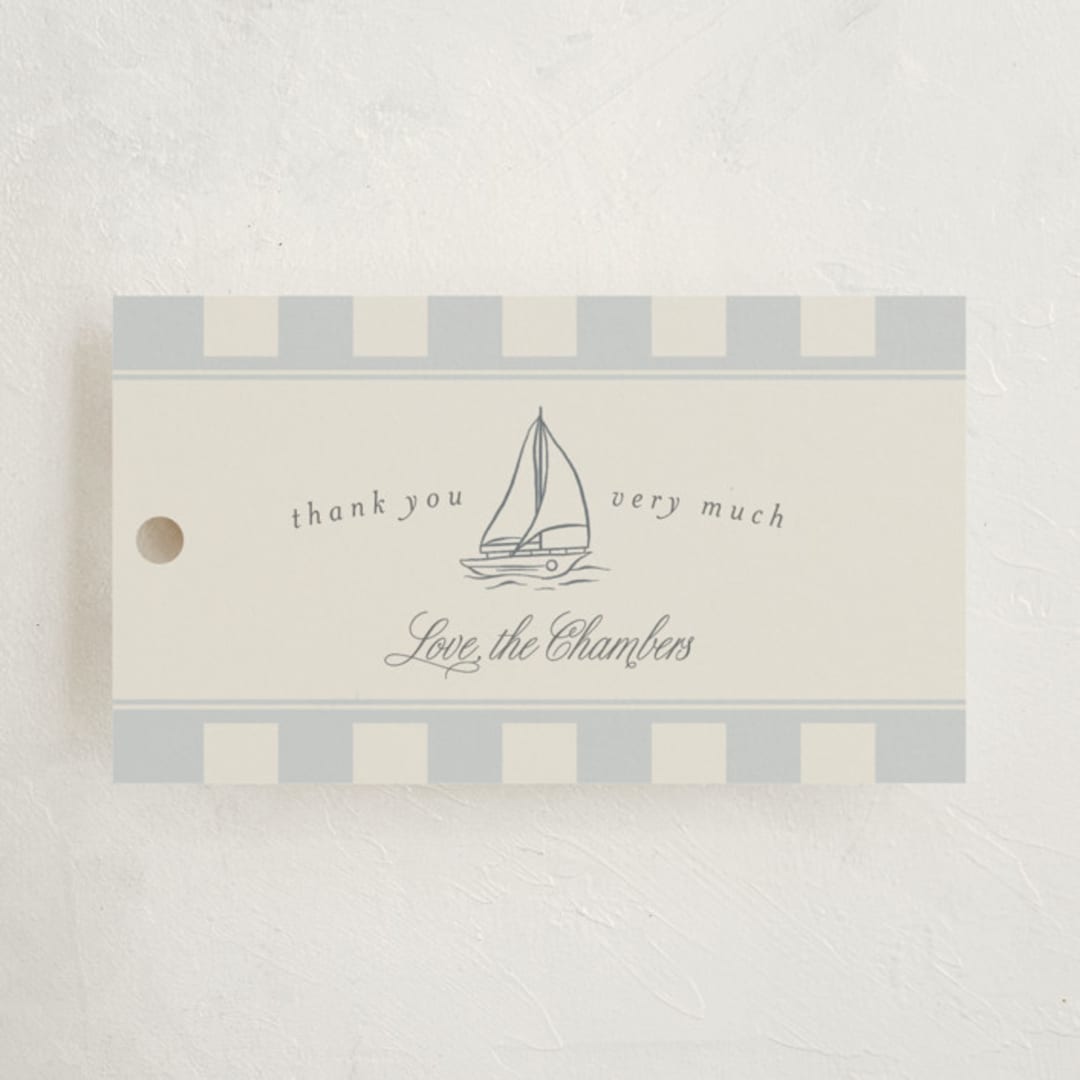 "On Board" - Children's Birthday Party Favor Tags in Sailor by Stephanie Hawkes - Front