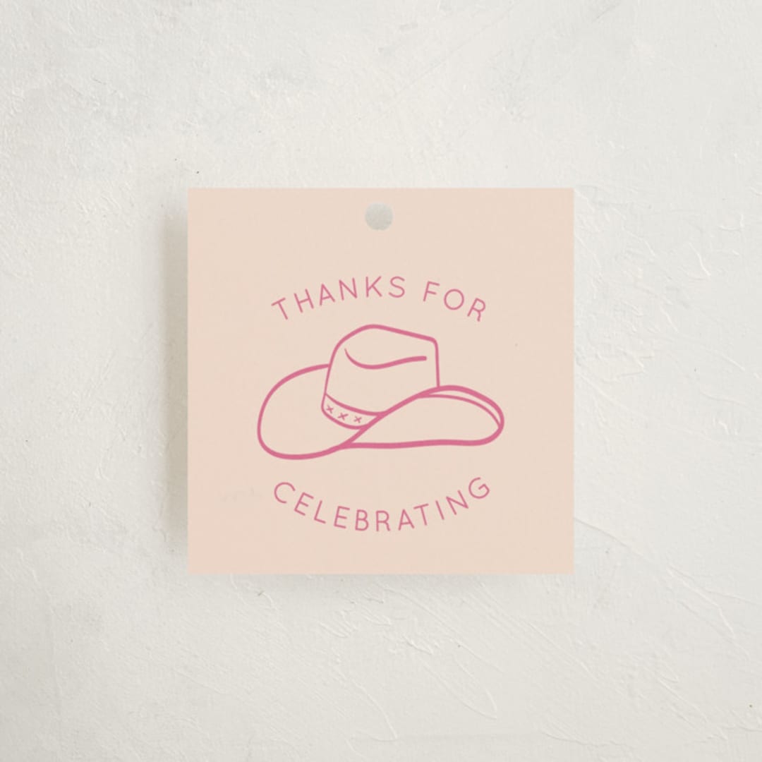 "Cowgirl Sweet Sixteen" - Children's Birthday Party Favor Tags in Peony by Rachel Cassel - Front