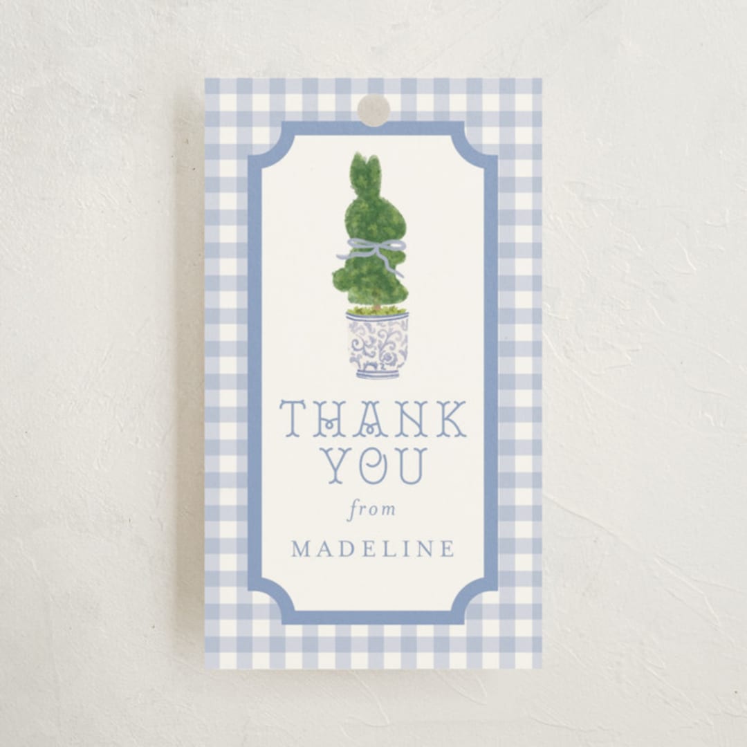 "Topiary" - Children's Birthday Party Favor Tags in Periwinkle by Jenna Holcomb - Front