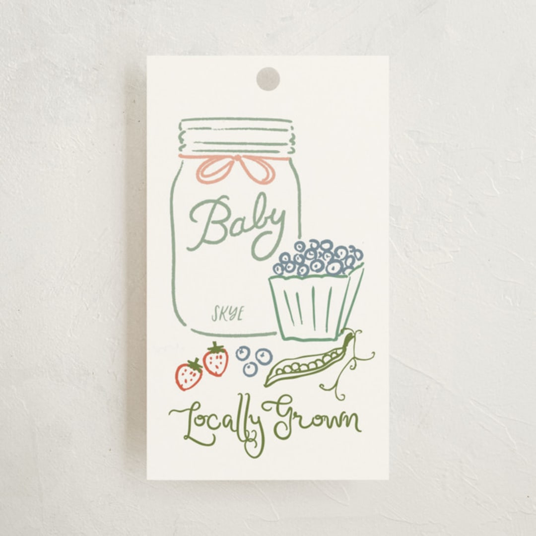 "Locally Grown Sketch" - Children's Birthday Party Favor Tags in Meadow by Jenna Holcomb - Front