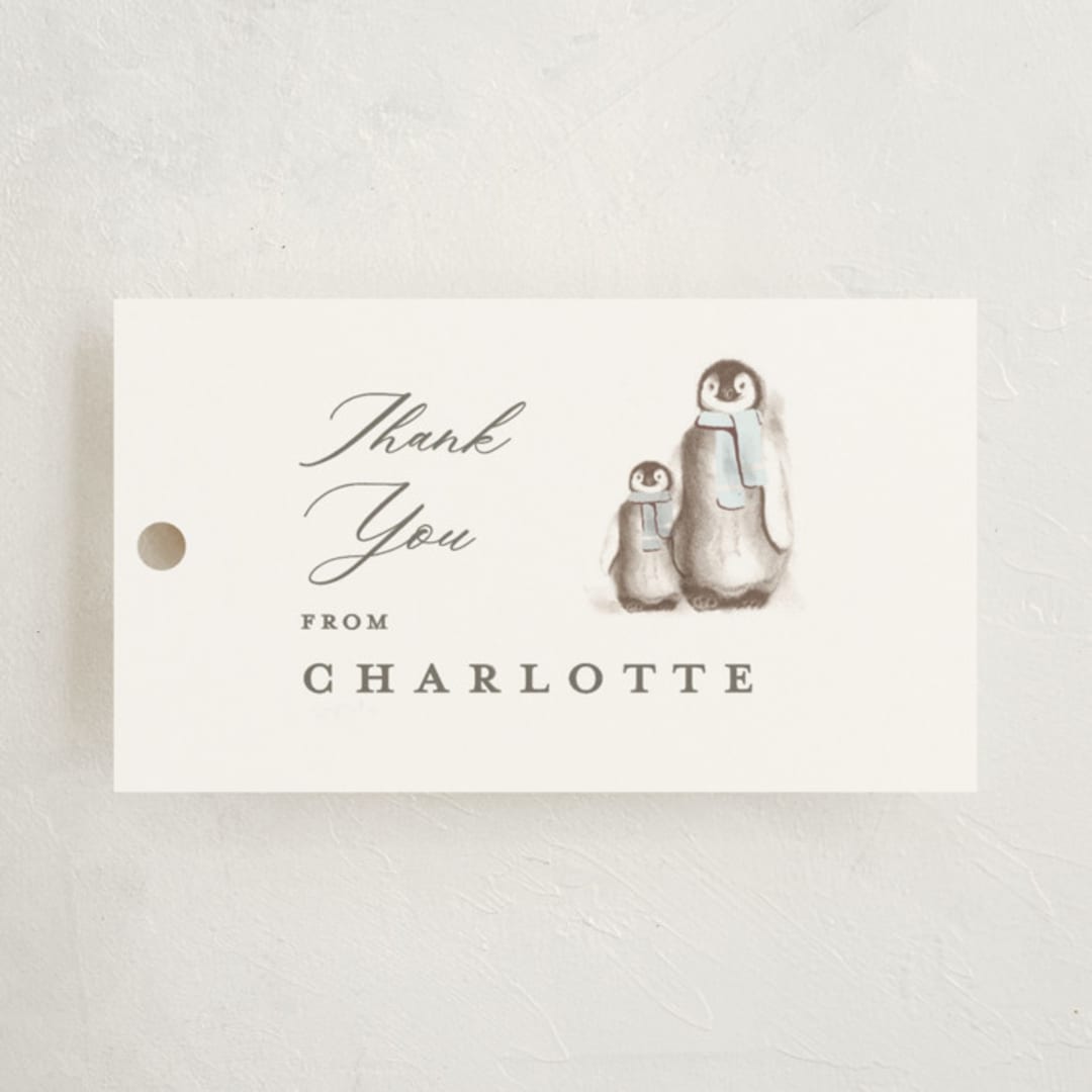 "Penguins" - Children's Birthday Party Favor Tags in Ice by Teju Reval - Front