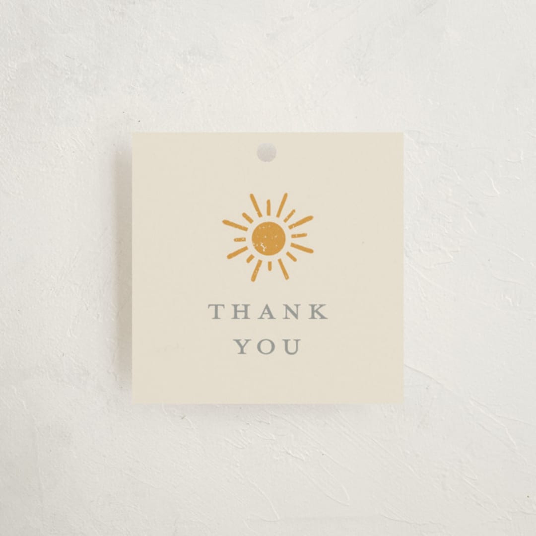 "Sun Toss" - Children's Birthday Party Favor Tags in Golden Sun by Meggy Masters - Front