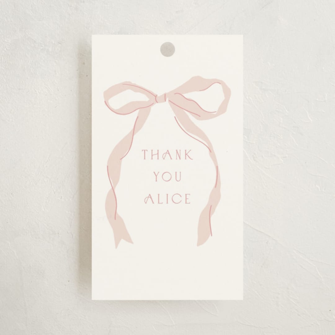 "Framed Bow" - Children's Birthday Party Favor Tags in Blush by Baumbirdy - Front