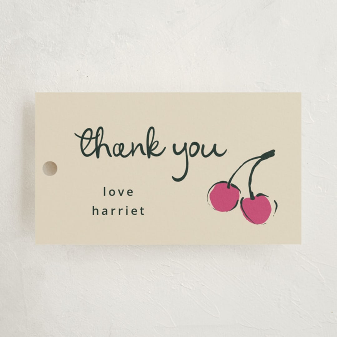 "Cherries" - Children's Birthday Party Favor Tags in Tomato by Kelly Watkins - Front
