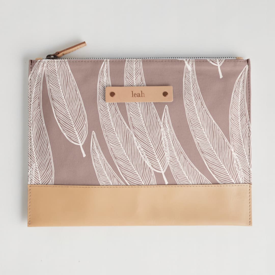 "Sketched Willow" - Casual Clutch in Mauve by Katharine Watson - Casual Clutch