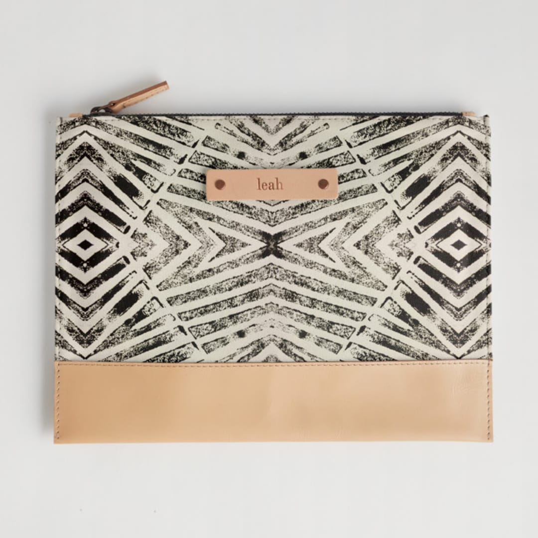 "zigzag" - Casual Clutch in Newsprint by Miranda Mol - Casual Clutch