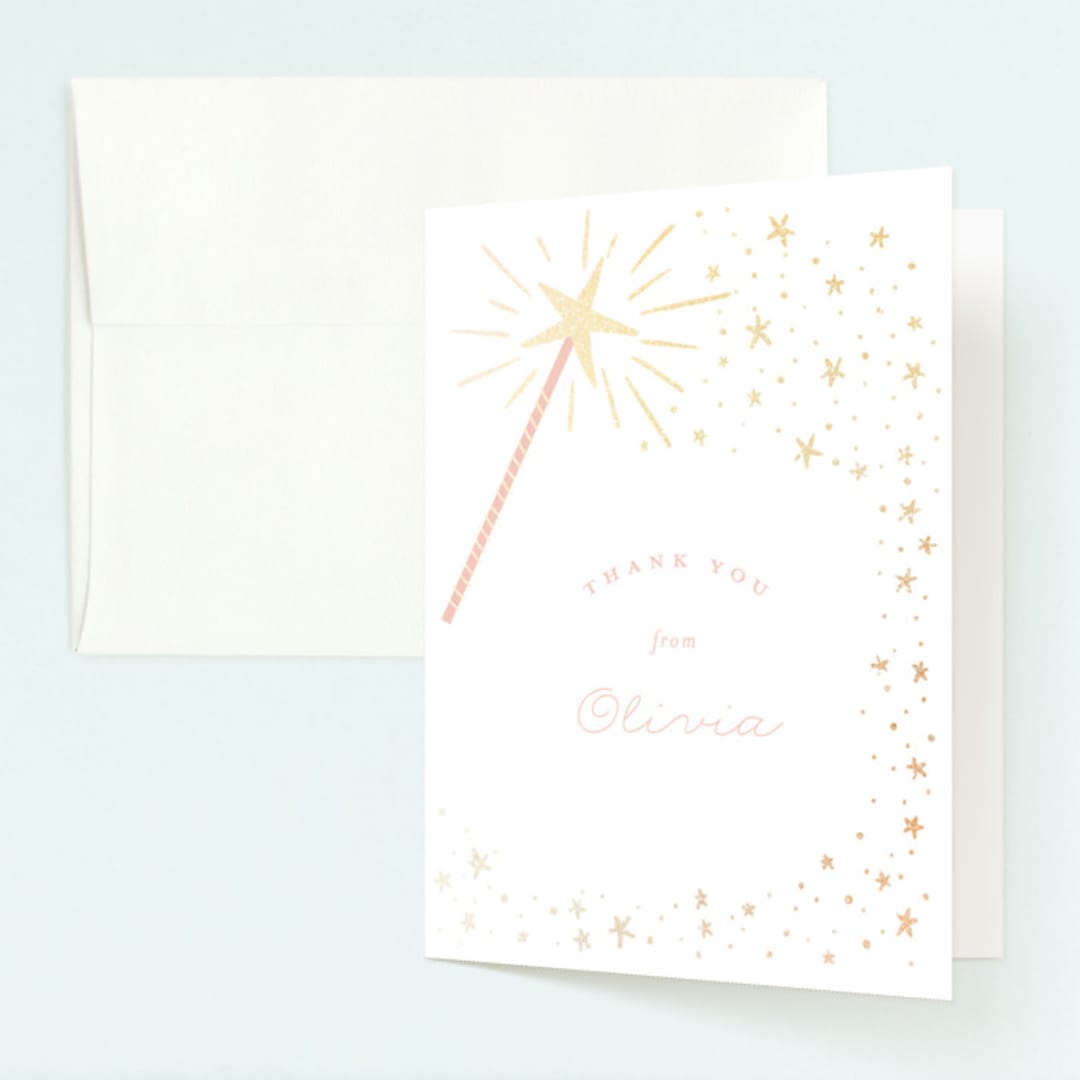 "Magical wand" - Children's Birthday Party Thank You Cards in Cotton Candy by Jackie Crawford - Front
