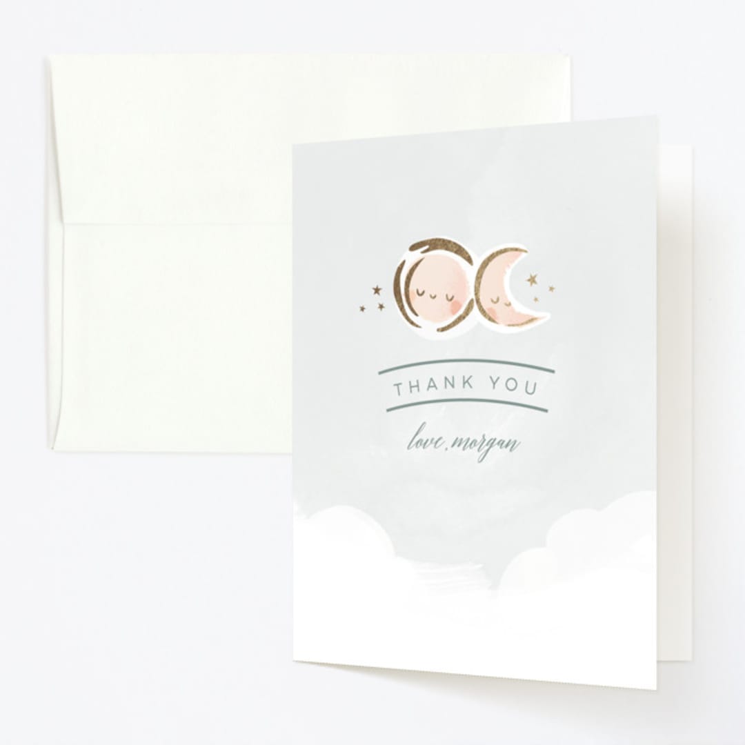 "Birthday Stars" - Children's Birthday Party Thank You Cards in Sky by Lori Wemple - Front