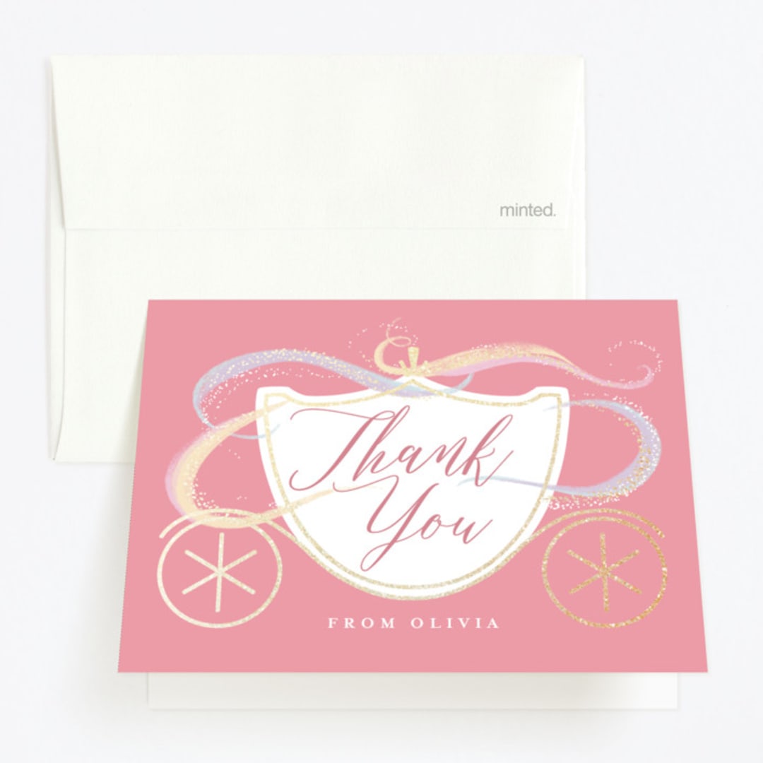 "Shimmering Princess" - Children's Birthday Party Thank You Cards in Candy by Rebecca Durflinger - Front
