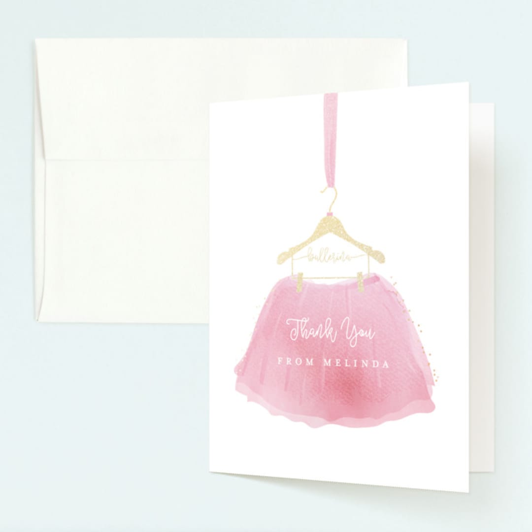 "little ballerina" - Children's Birthday Party Thank You Cards in Rose by Kanika Mathur - Front