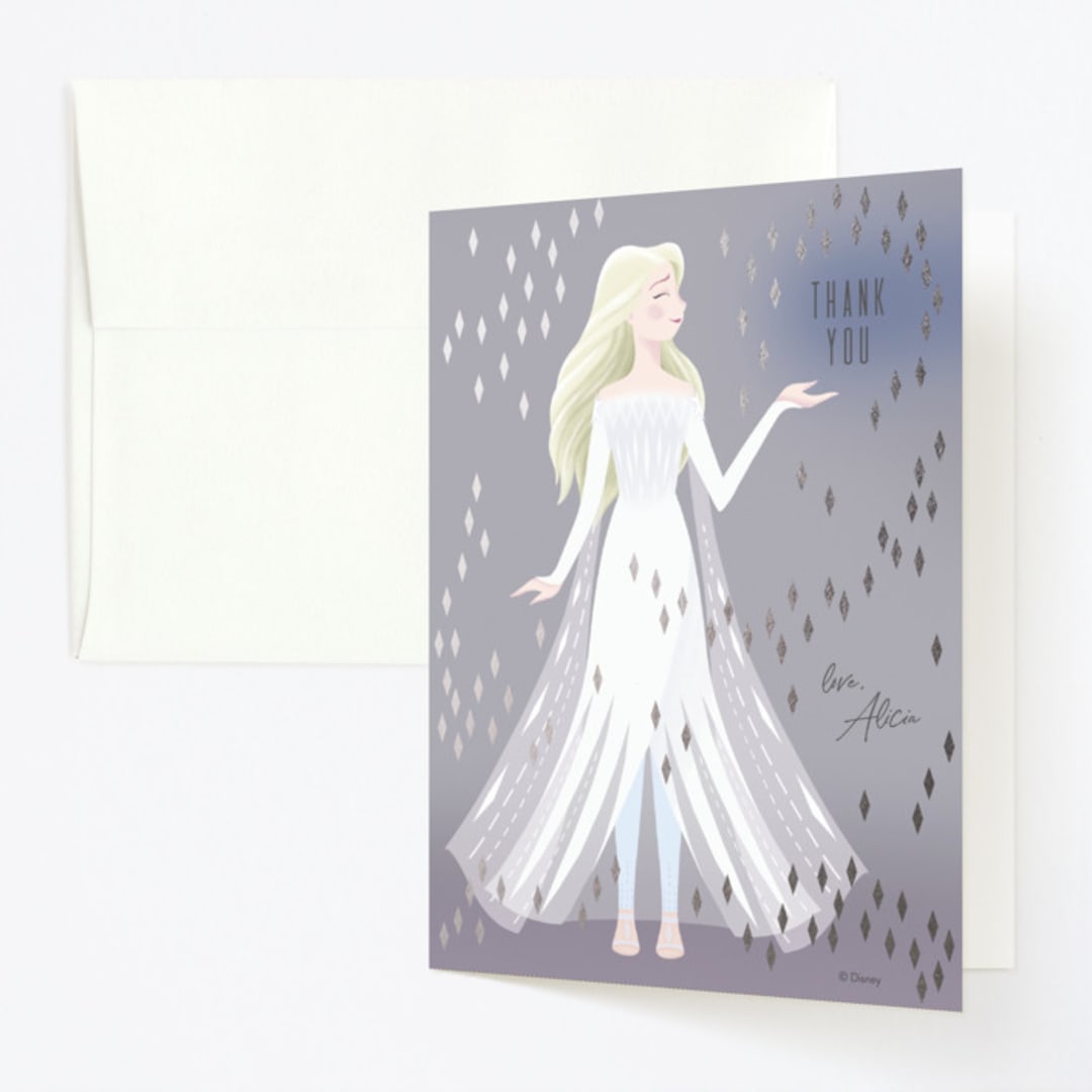 "Disney's Elsa It’s Magical" - Children's Birthday Party Thank You Cards in Moonstone by Dani Lugato - Front