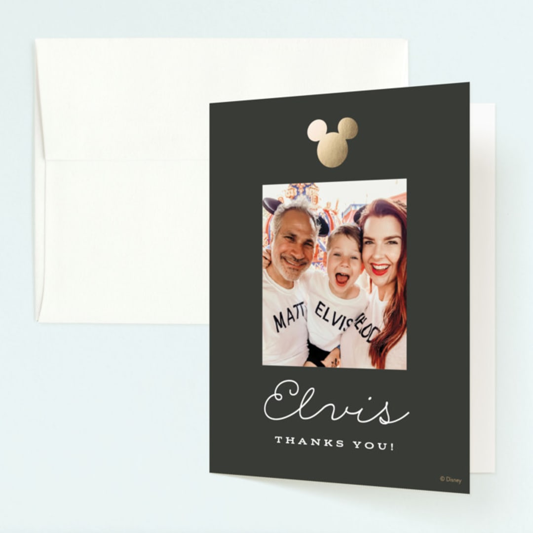 "Disney's Mickey party" - Children's Birthday Party Thank You Cards in Cobblestone by Sara Hicks Malone - Front