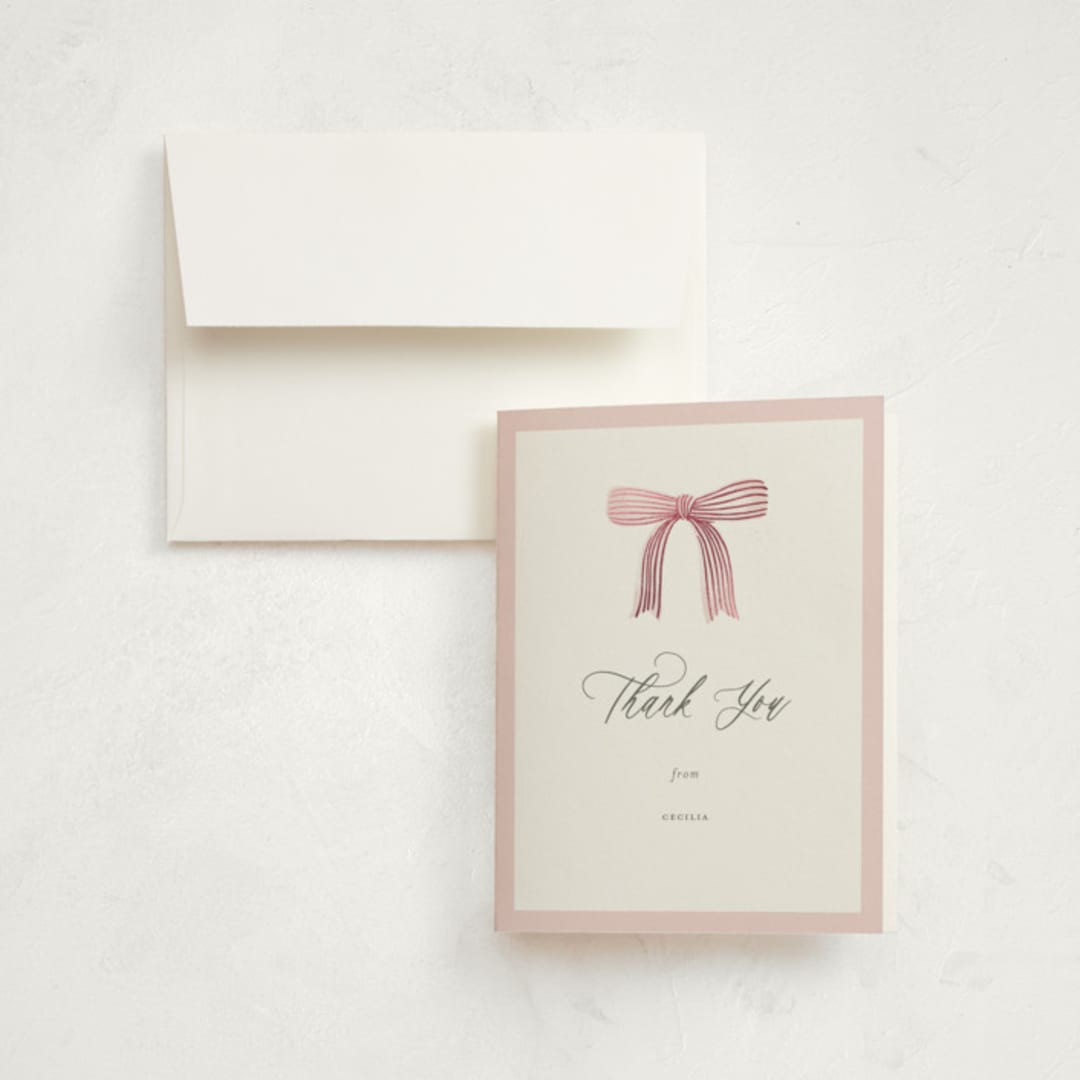 "Dainty Garden" - Children's Birthday Party Thank You Cards in Blush by Paper Raven Co. - Front