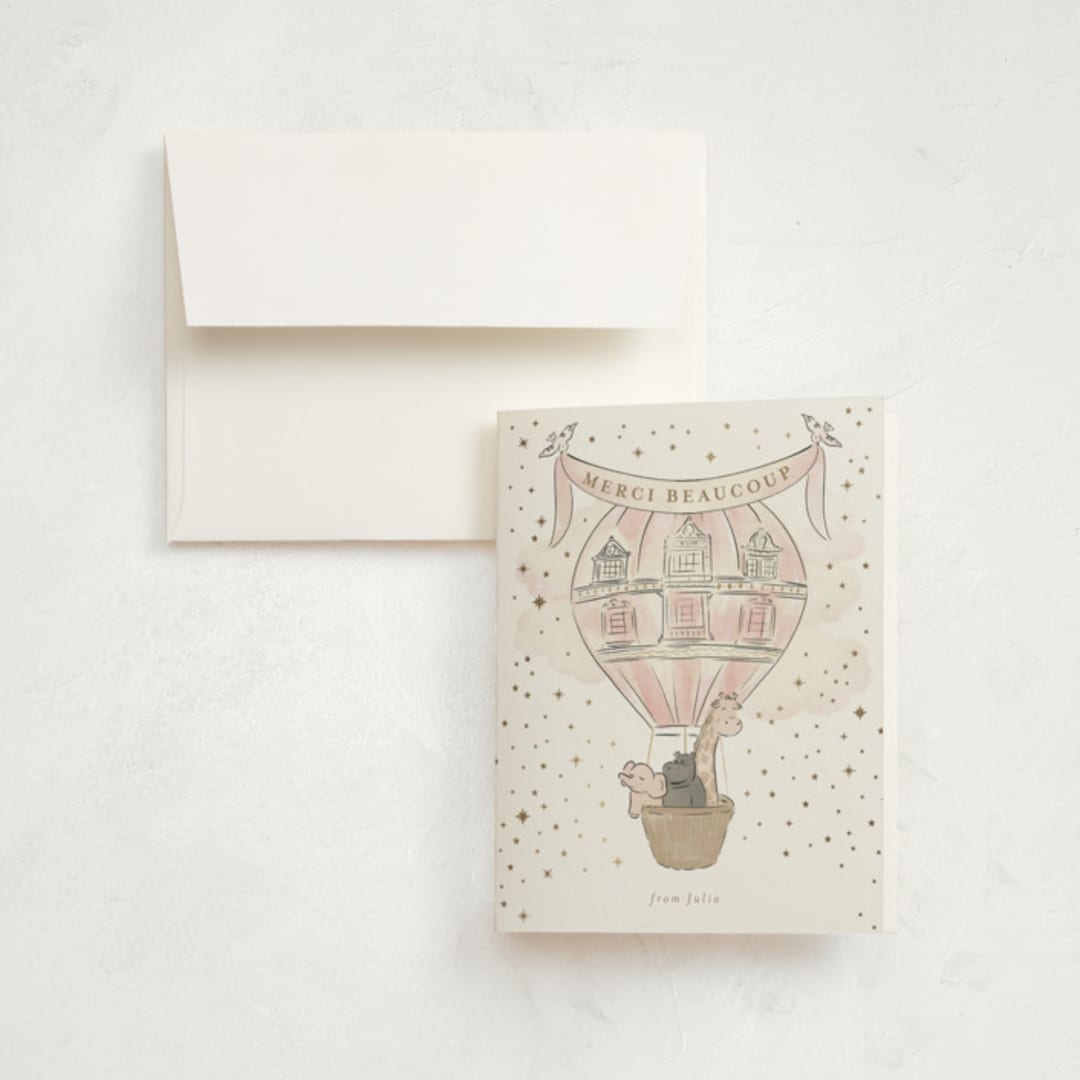 "Storybook Safari" - Children's Birthday Party Thank You Cards in Cotton by Jenna Holcomb - Front
