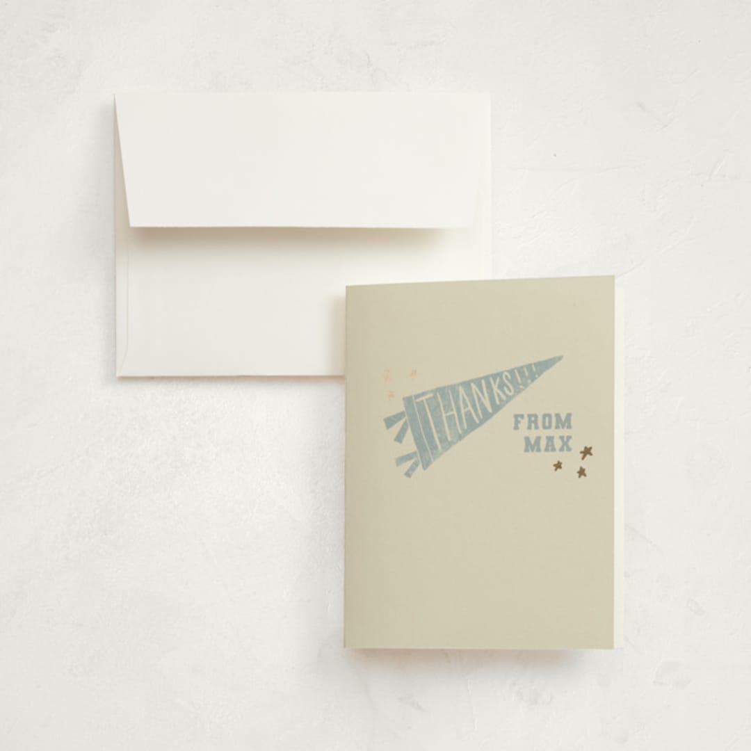 "Baseball Birthday" - Children's Birthday Party Thank You Cards in Sky by Rebekah Canavan - Front