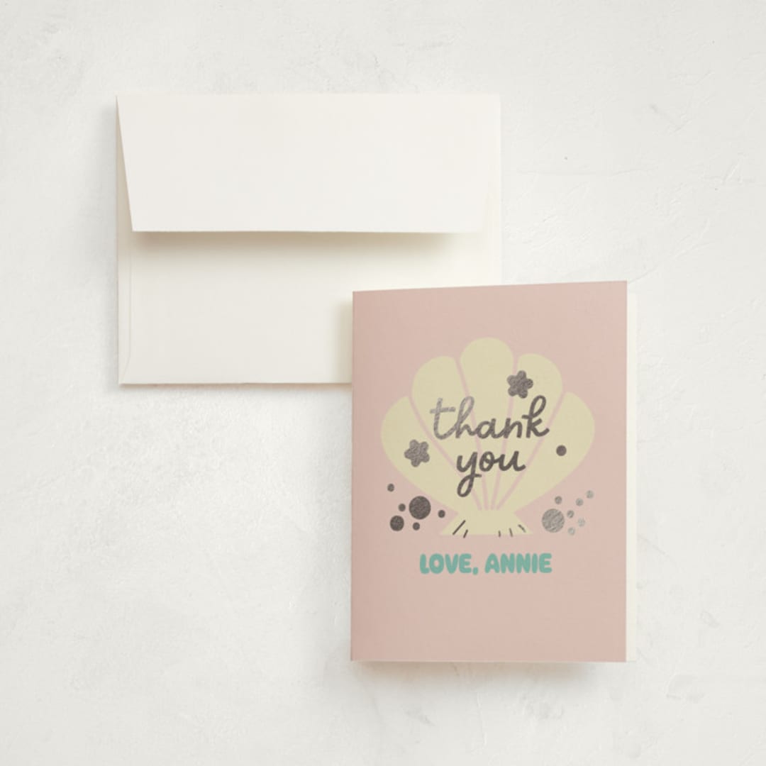 "Shelly" - Children's Birthday Party Thank You Cards in Candy by Baumbirdy - Front