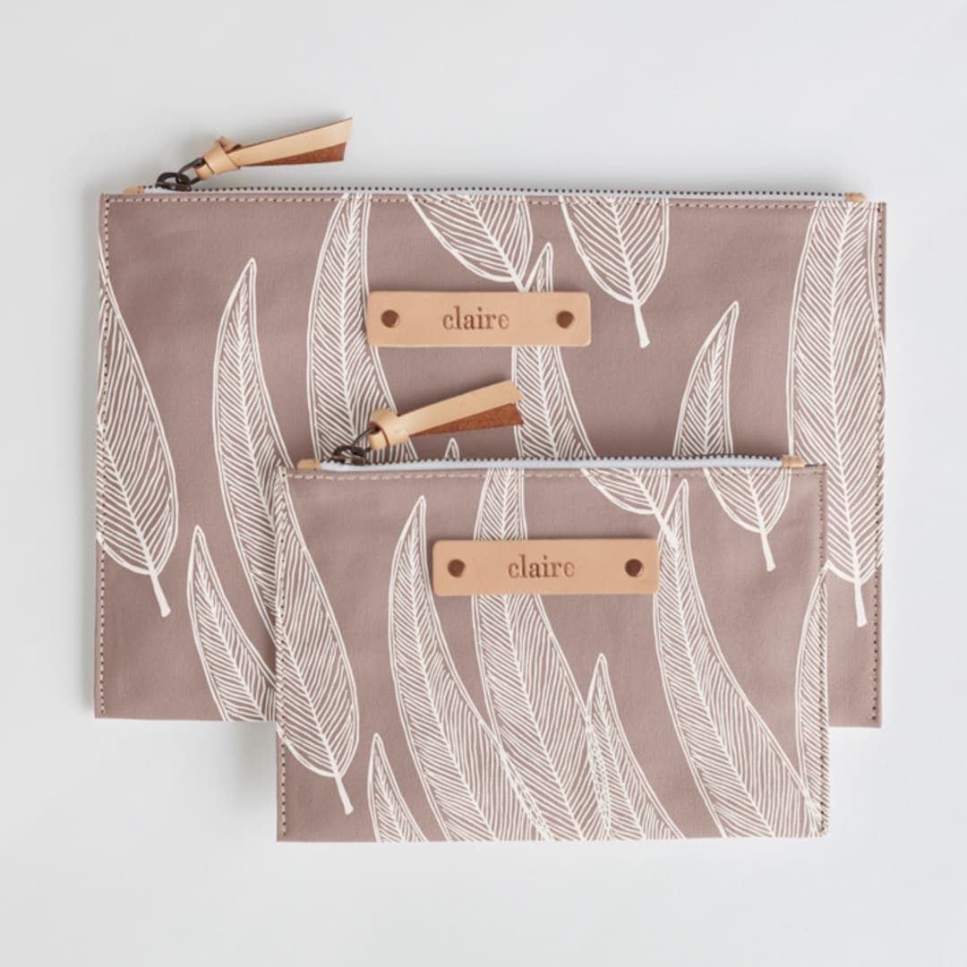 "Sketched Willow" - Catch All Pouch Set in Mauve by Katharine Watson - Catch-All Pouch Set